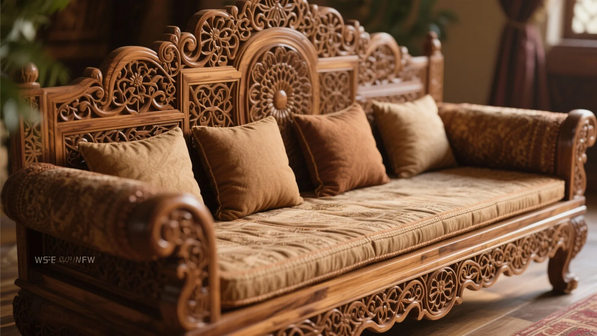 Traditional Wood-Framed Diwan