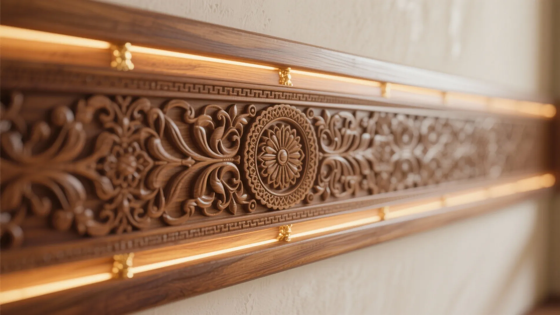 Carved Wood Backdrop with Integrated Niches