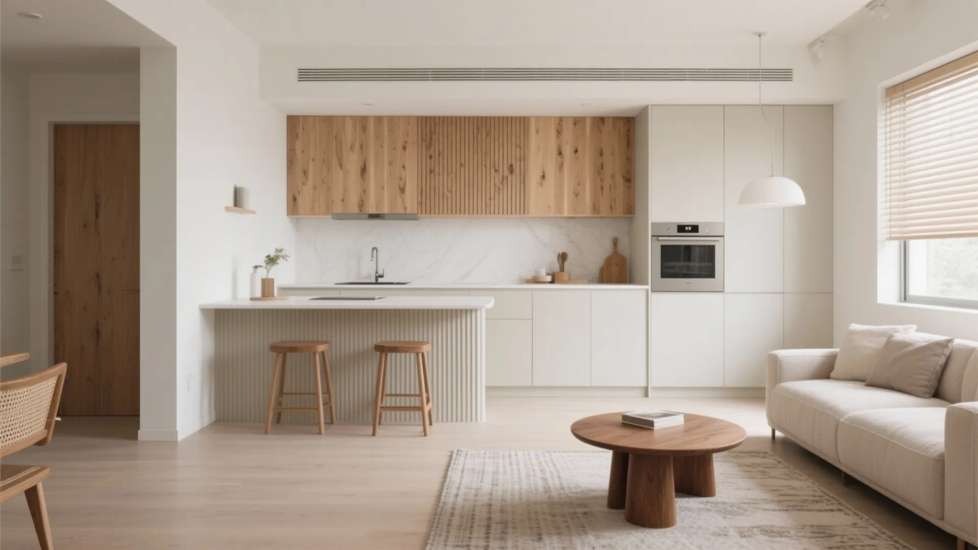 Warmth from natural wood accents (without visual clutter)