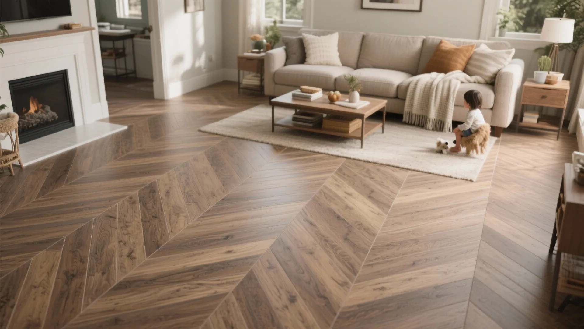 Warmth with 3D Wood-Look Chevron