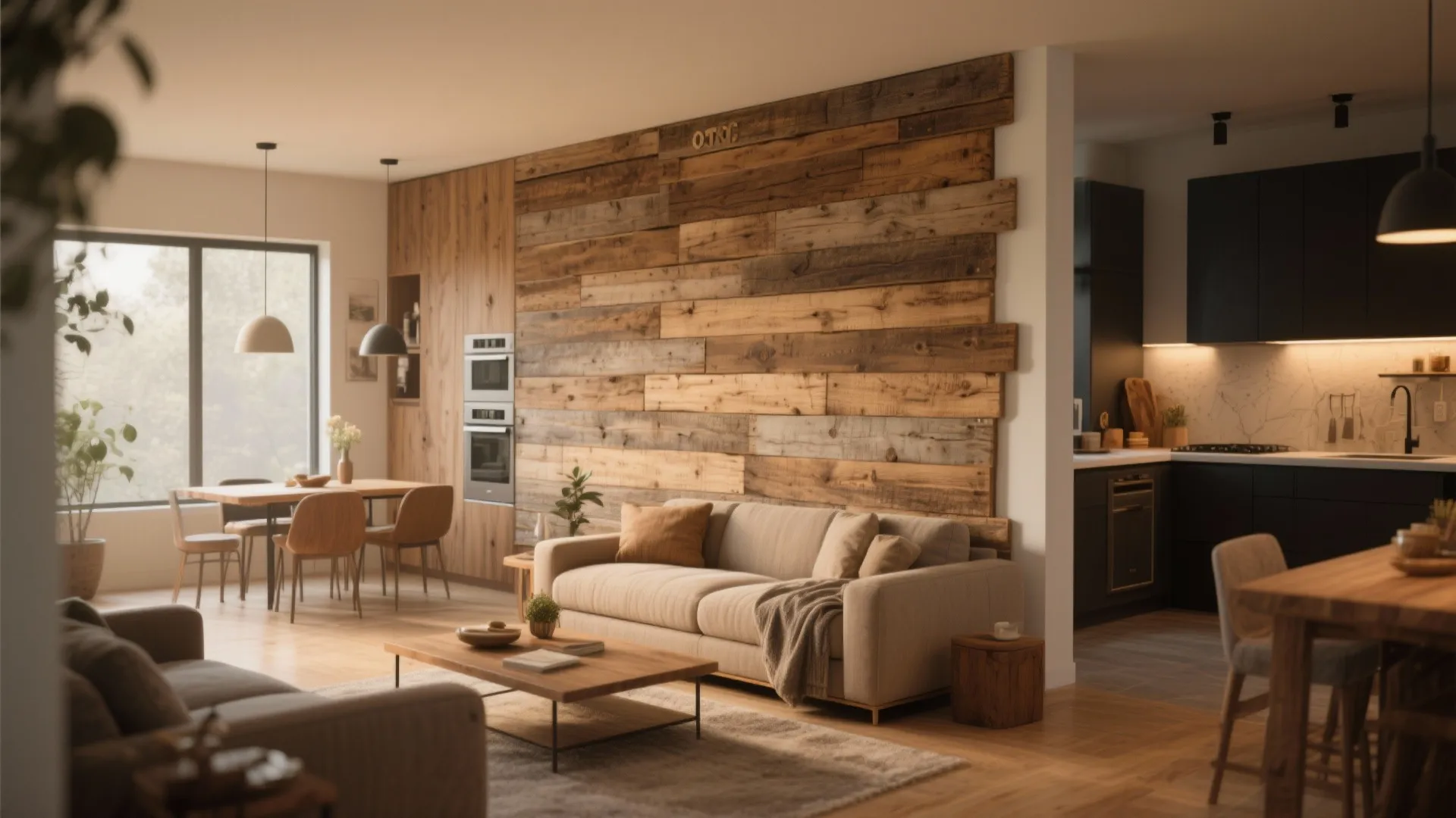 6. Wood-Clad Half Wall for Warmth