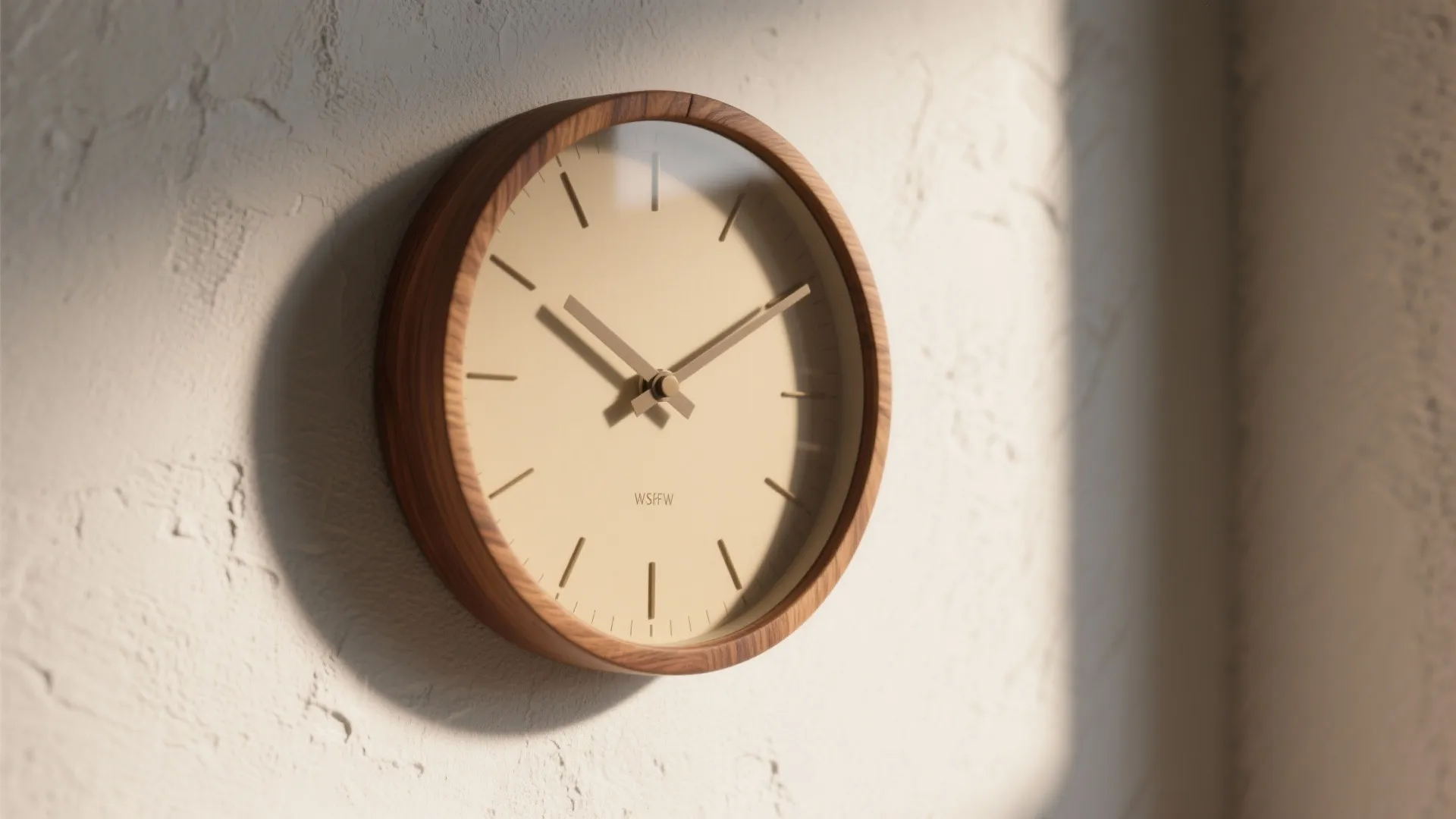 Wood-Framed Round Clock + Textured Backdrop