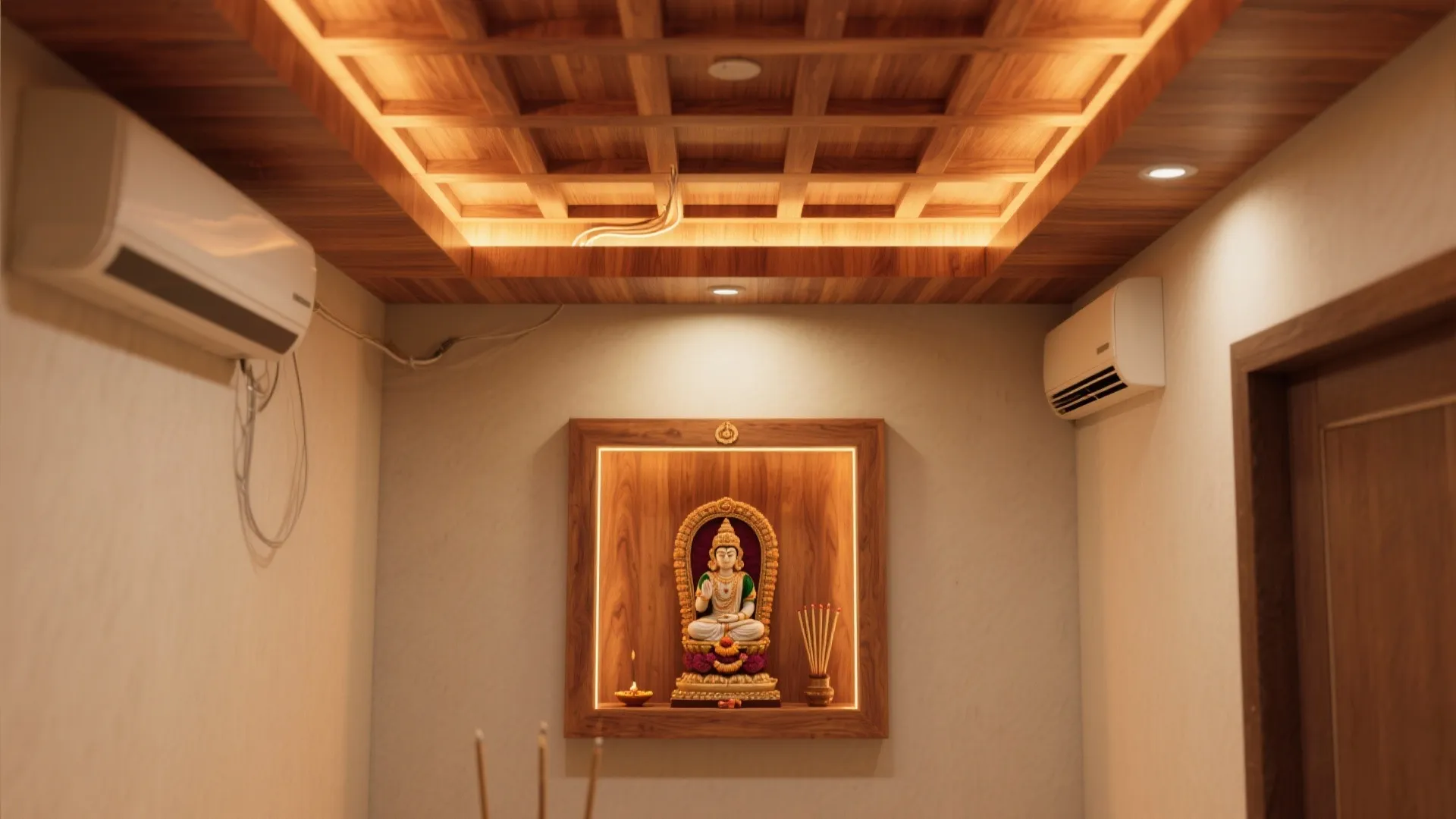 Warm Wood Coffered Ceiling