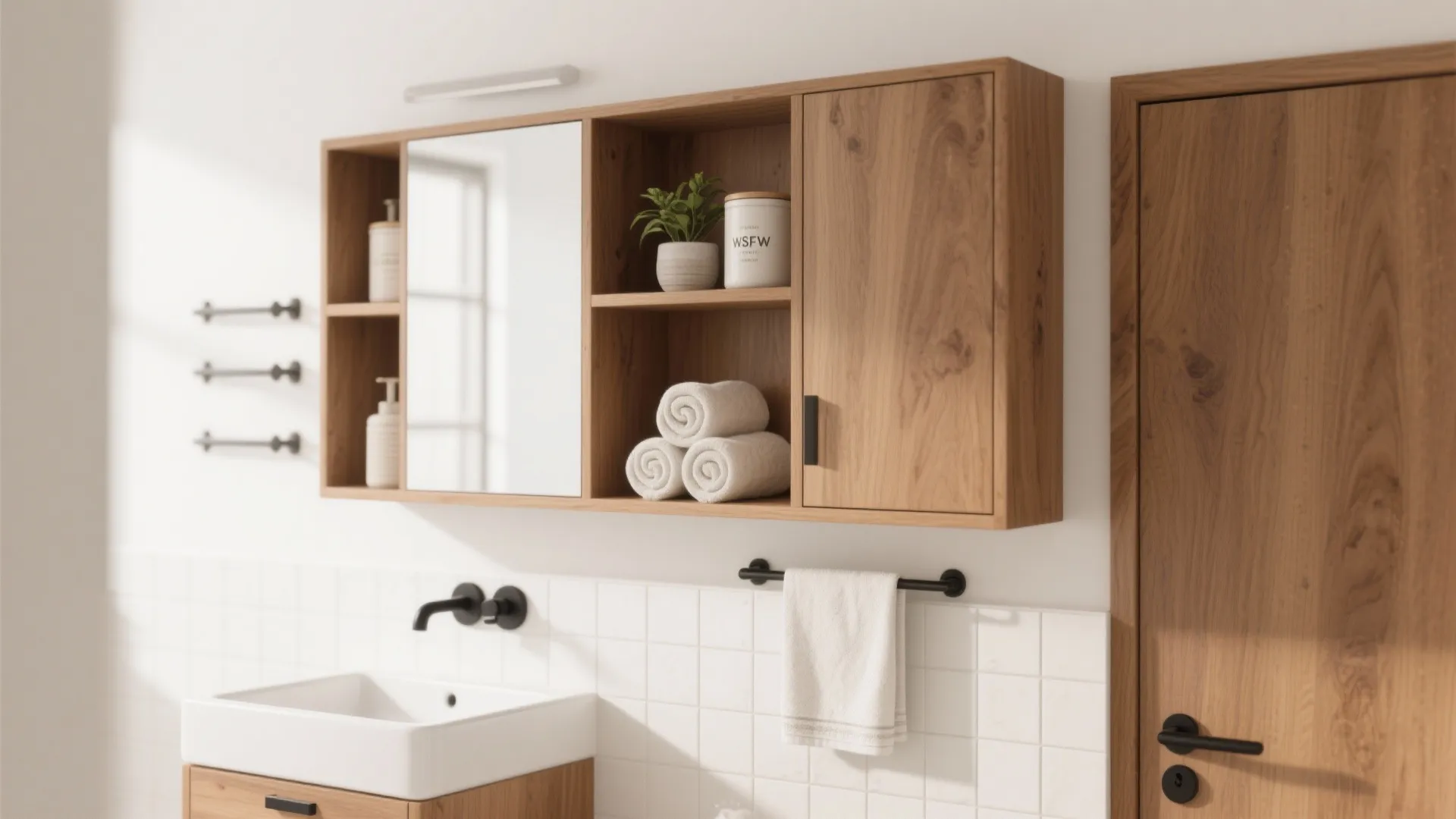 3) Open + Closed Combo in Warm Wood