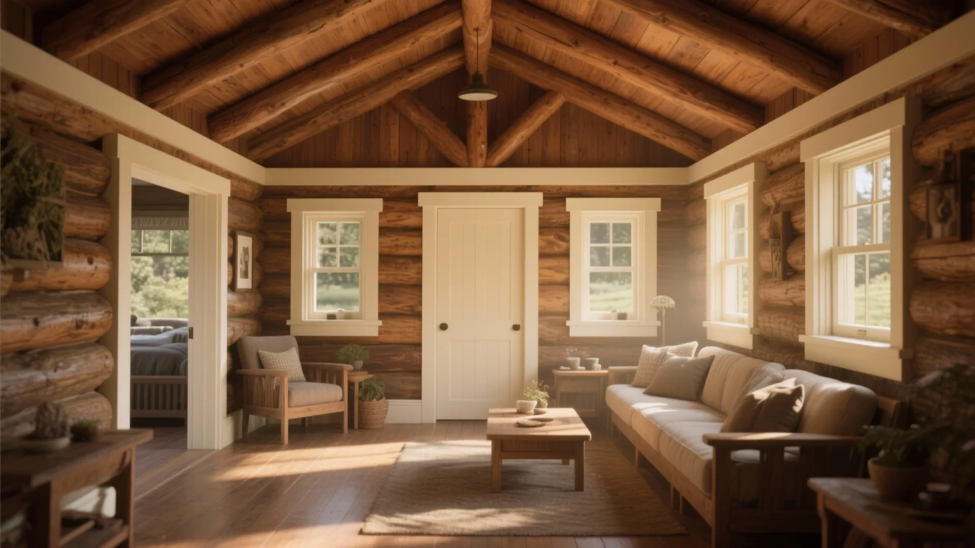 4. Warm Wood Tones and Cream Trim