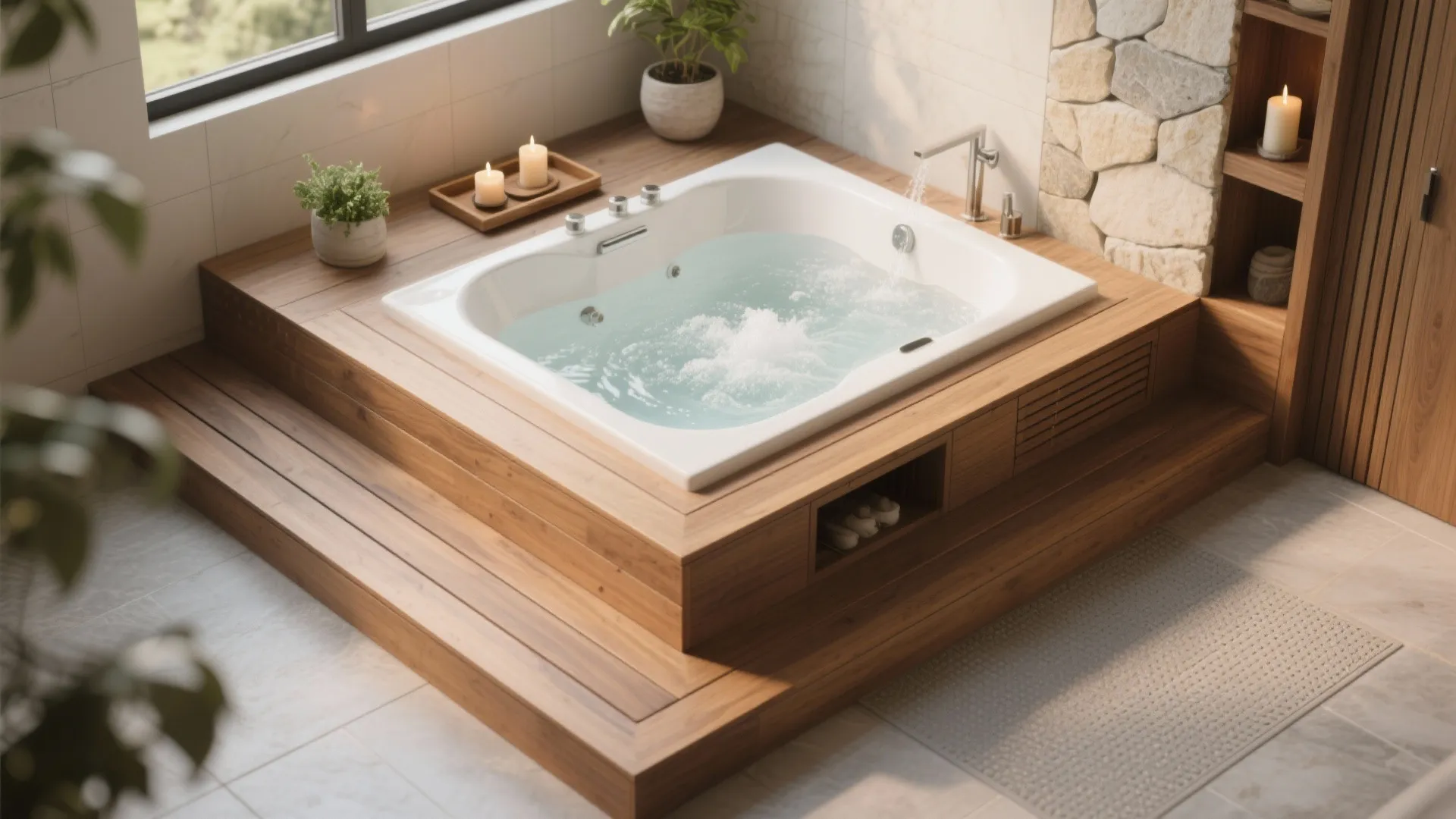 Sunken Wood Deck Around the Tub