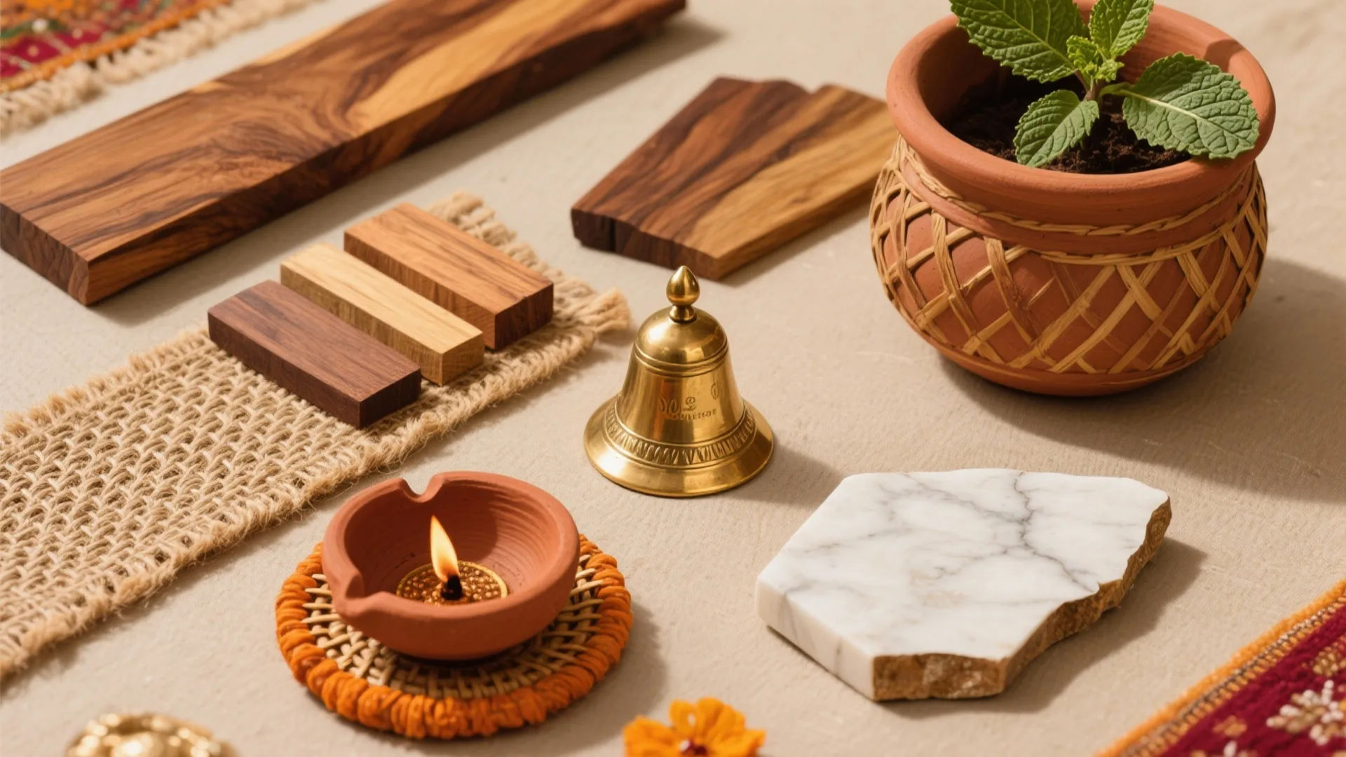 Warm wood and earthy textures