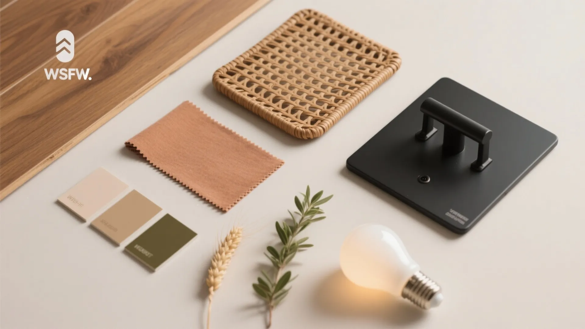 Wood accents and an earthy palette for calm