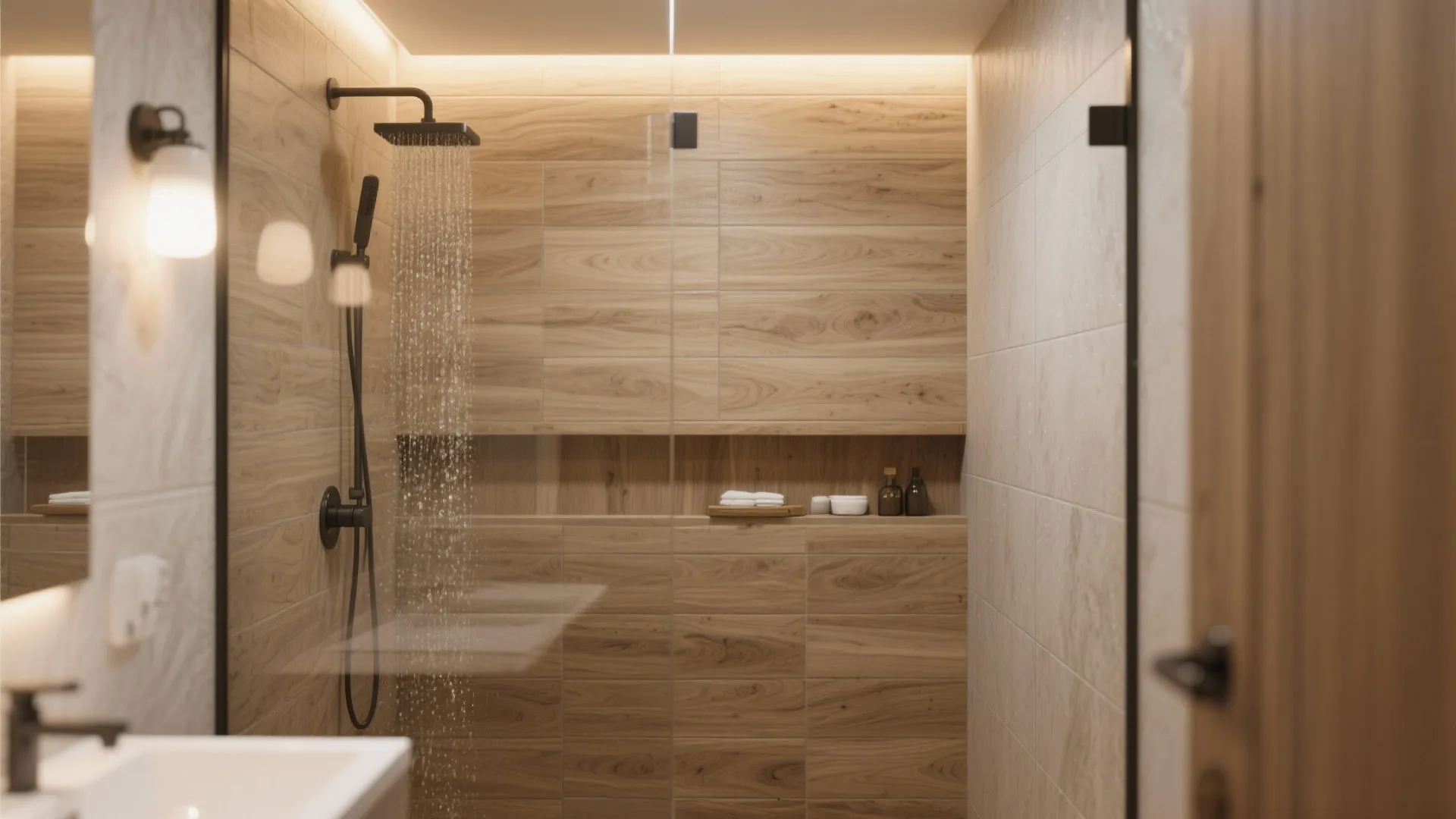 9. Wood-Effect Planks in the Shower