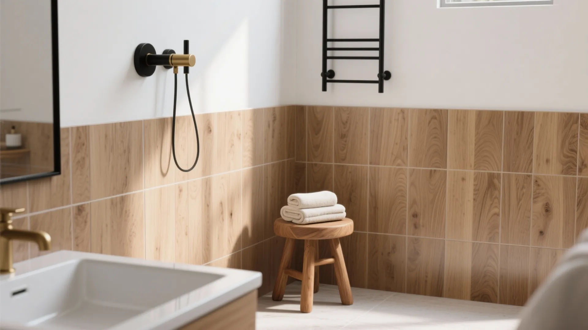 Warm Wood-Effect Grip Tiles for Spa Calm