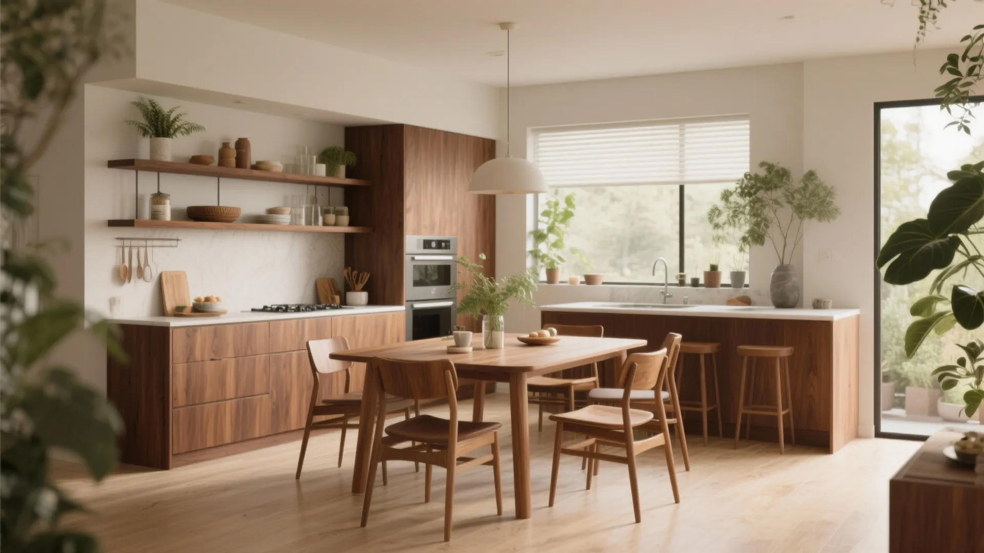 Warm Wooden Elements Across Both Zones