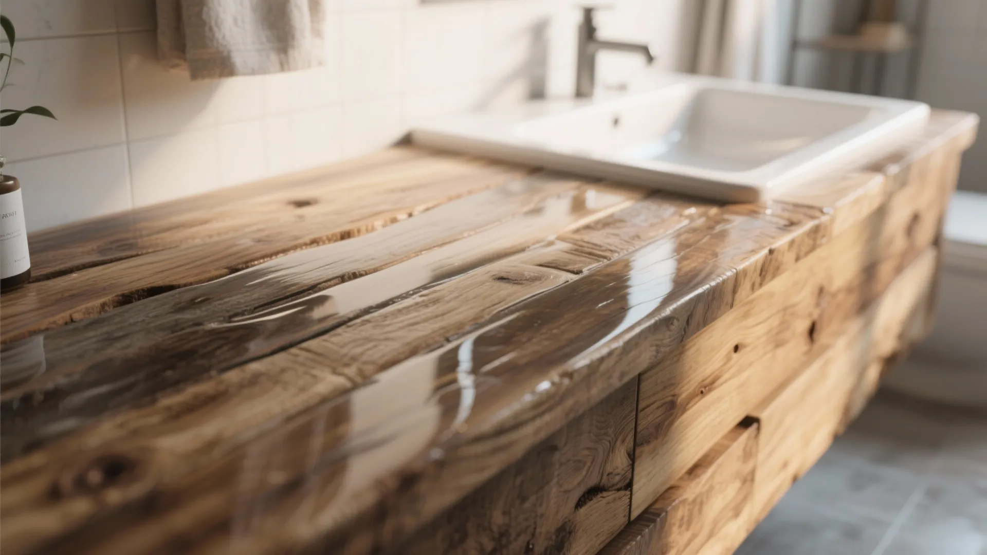 3. Reclaimed Wood with Epoxy Finish