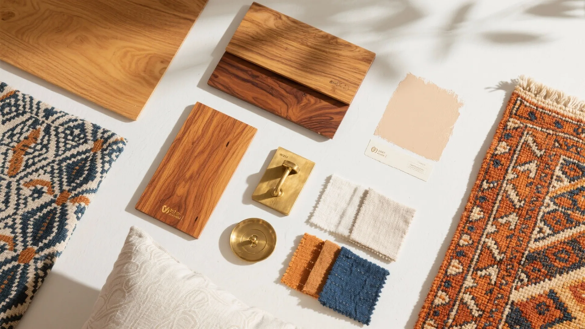 Warm wood tones and Indian textiles