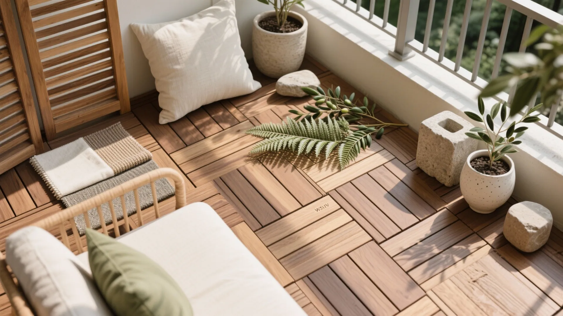 Warm Wood Textures with Faux Foliage