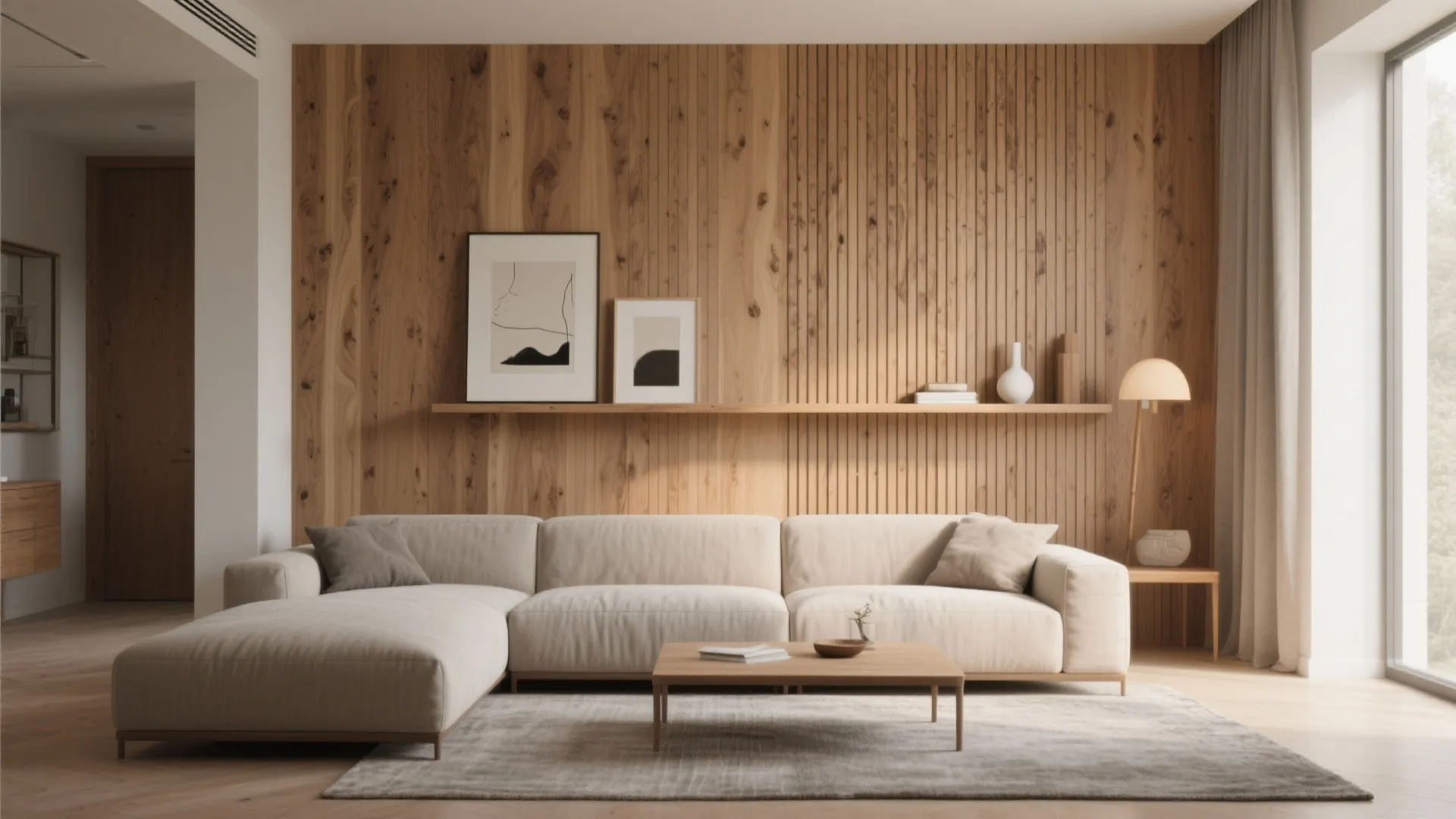 Natural Wood Elements for a Cozy Feature Wall
