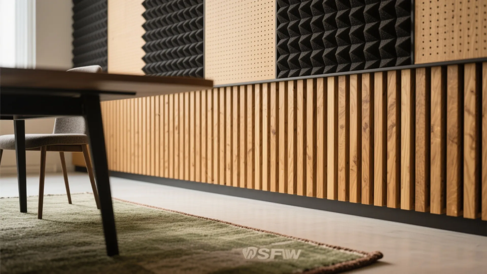 Warm wood, textiles, and acoustic balance