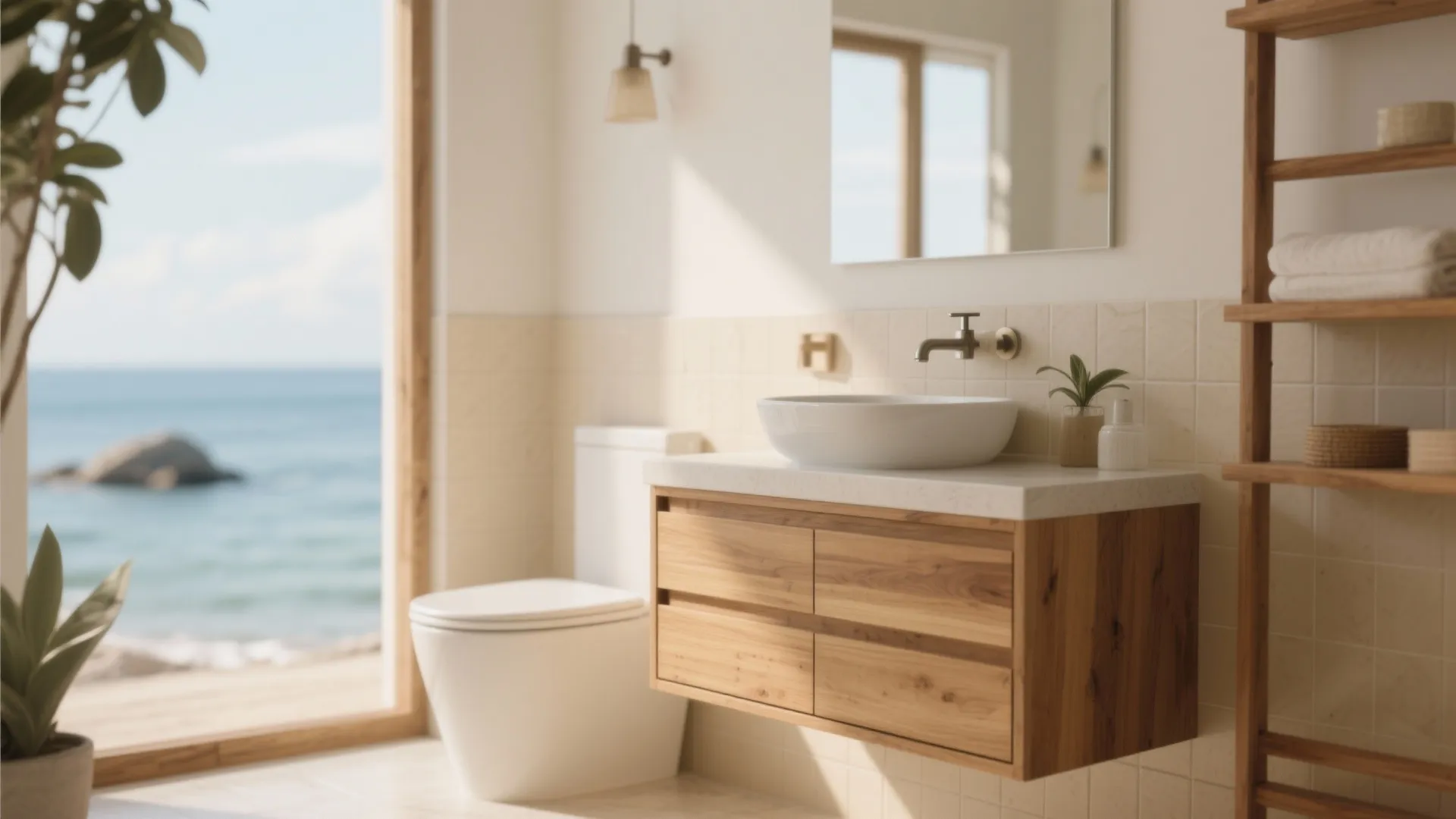 Wood Finish Basin Cabinet