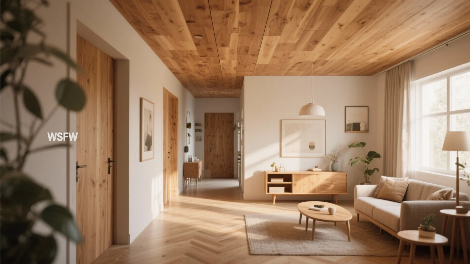 Wood Finish False Ceiling