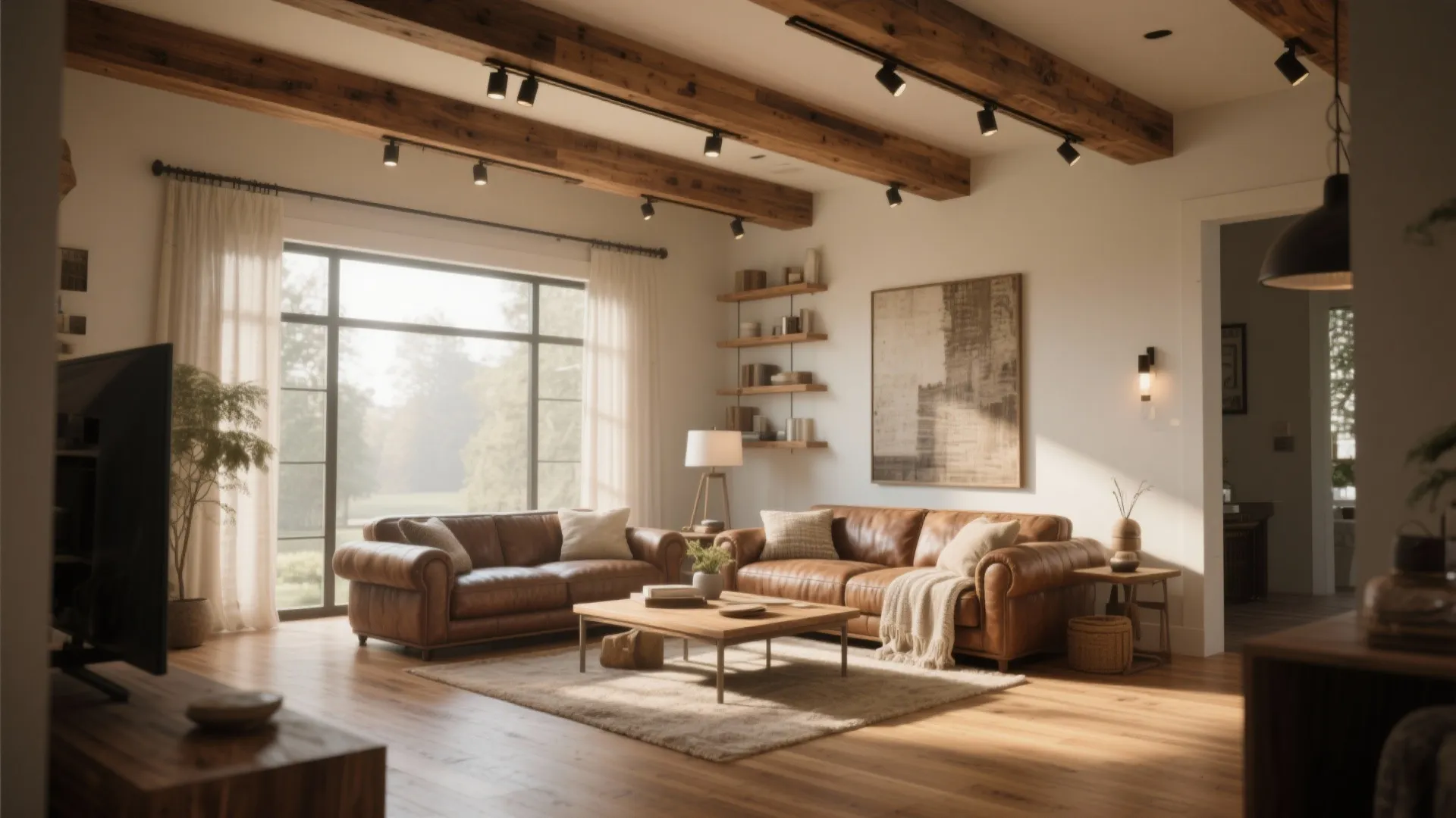 9. Wood-Finish Track for Warmth