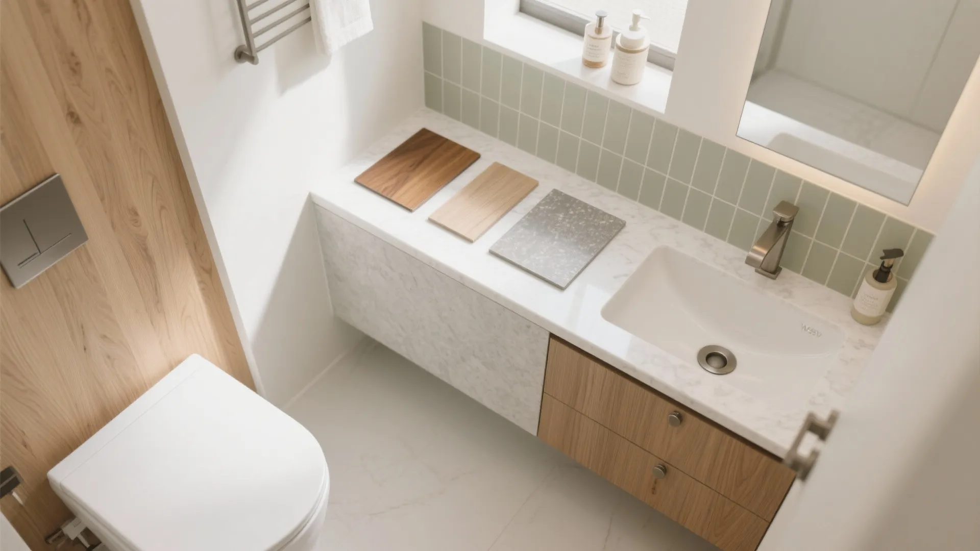 Warm wood accents with easy-clean finishes