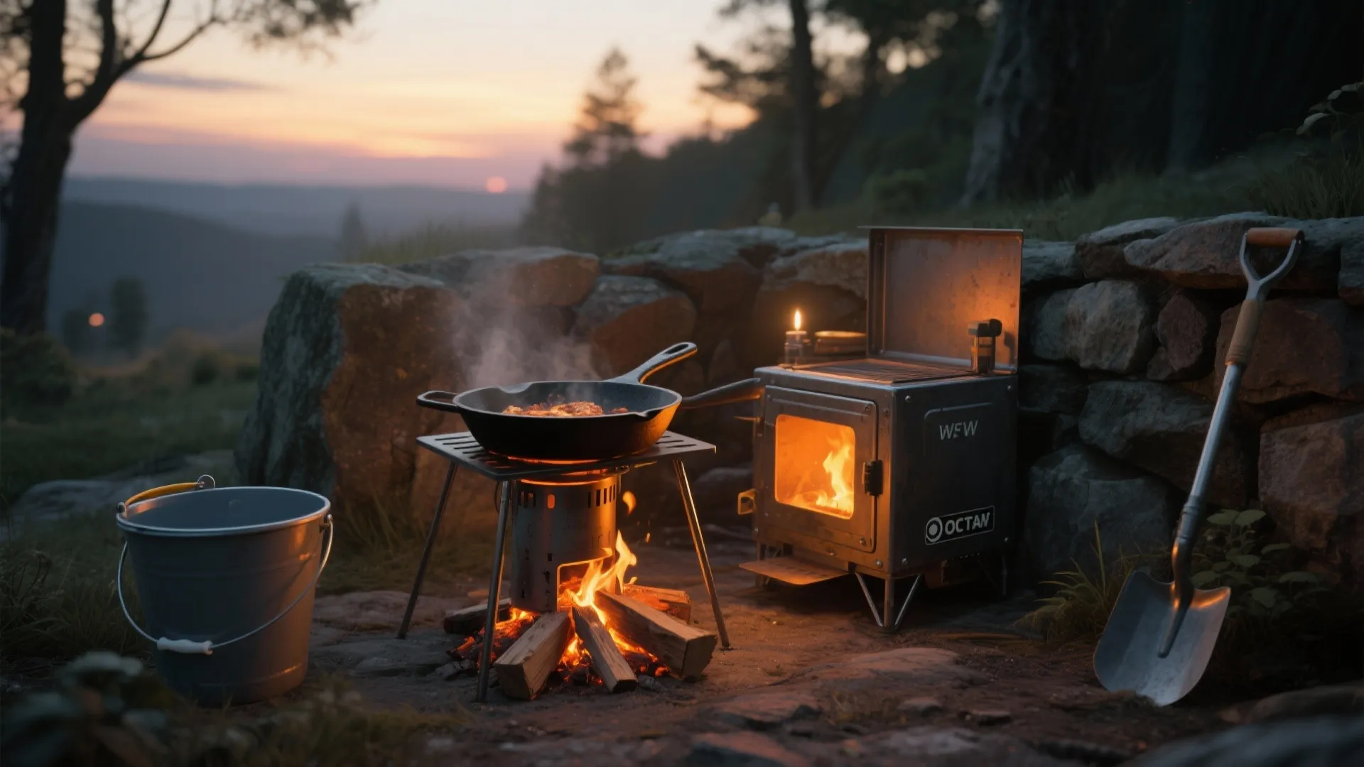 4) Portable wood-fired corner