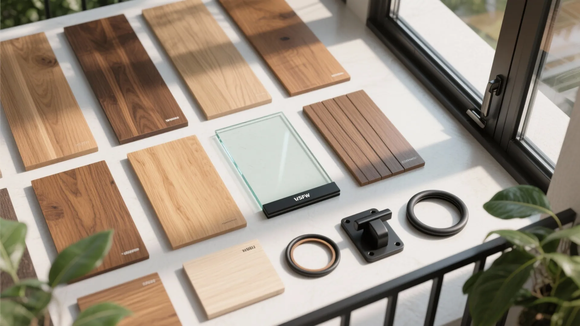 Warm wood trims and biophilic frames