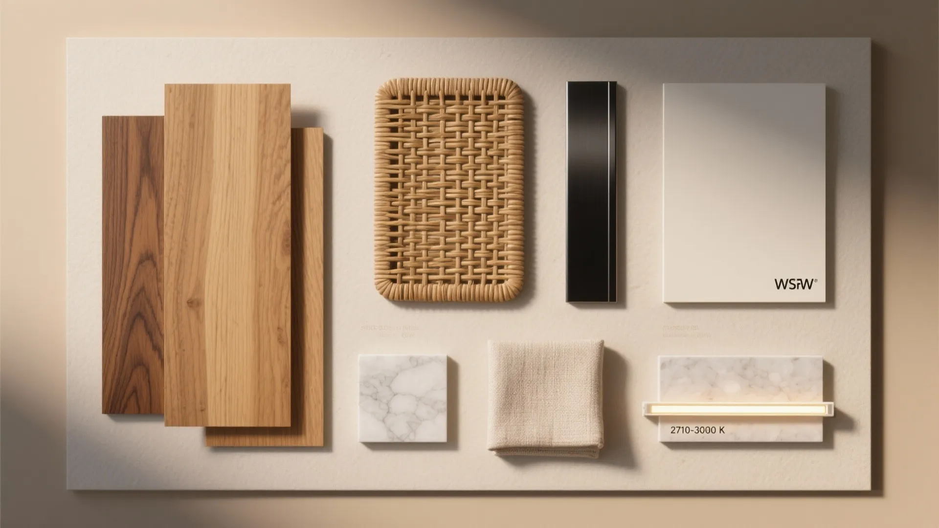 Warm wood accents with layered lighting