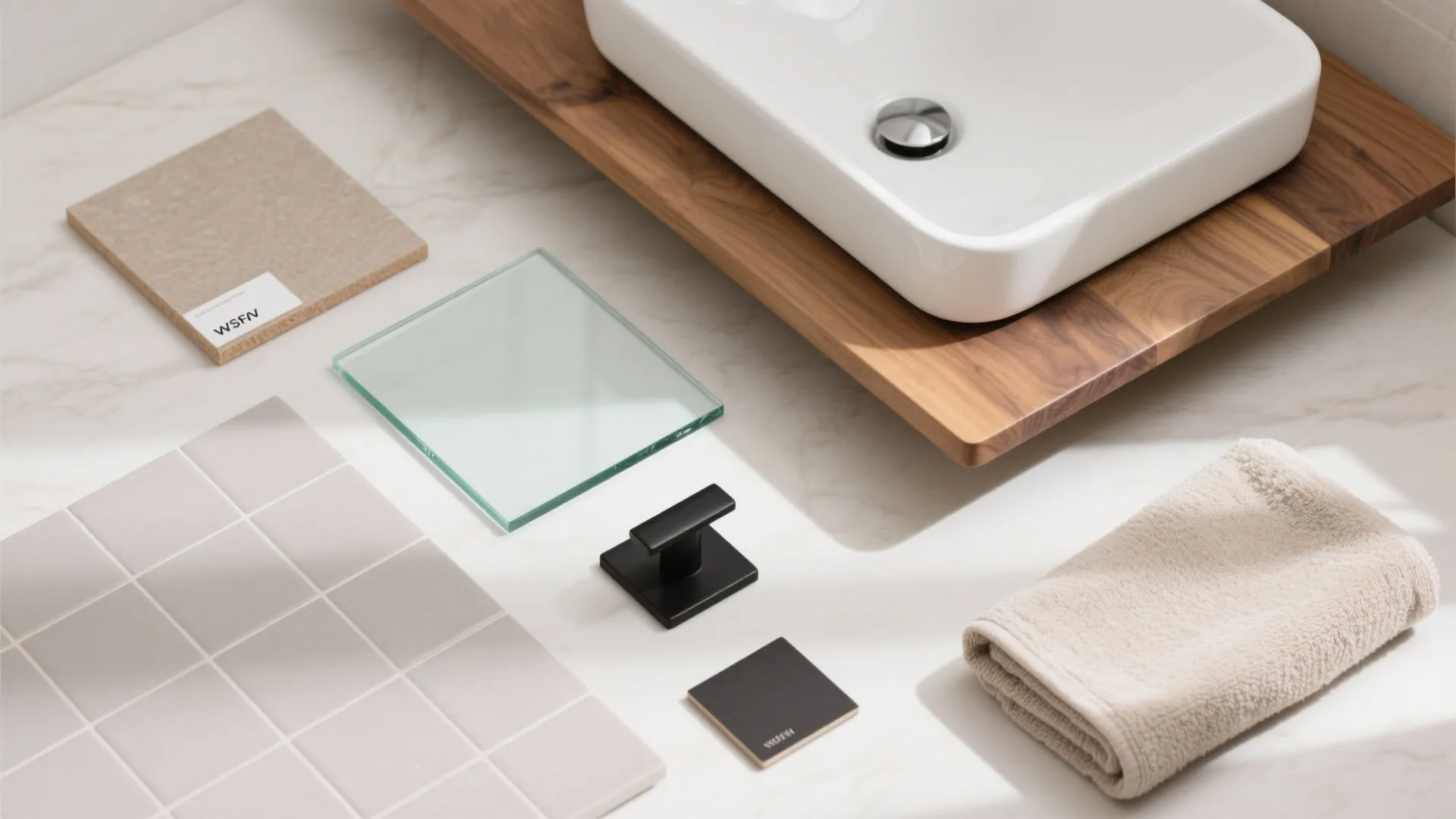 Warm Wood Accents Under a Floating Basin