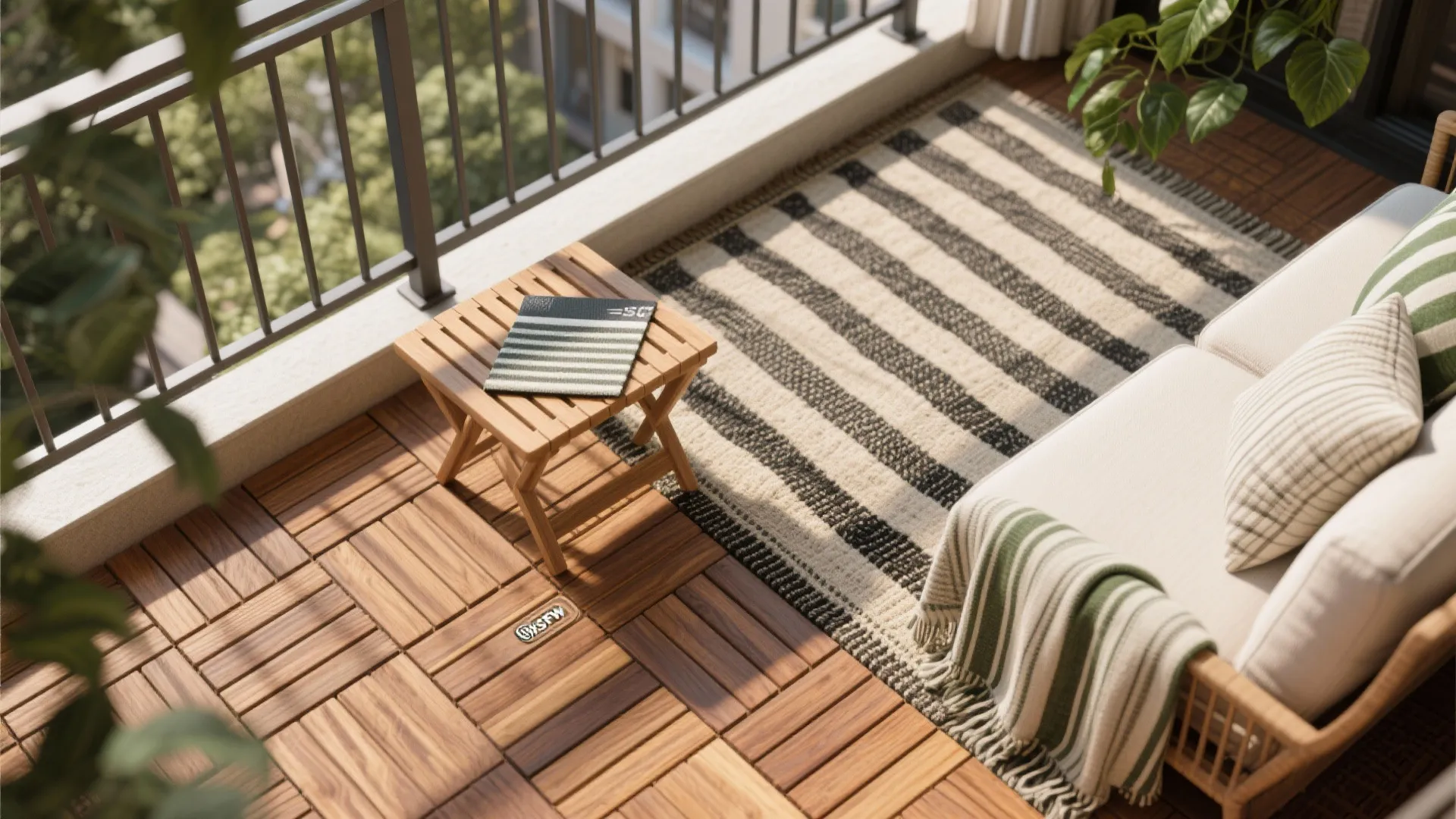 Warm Wood Accents and Soft Textiles