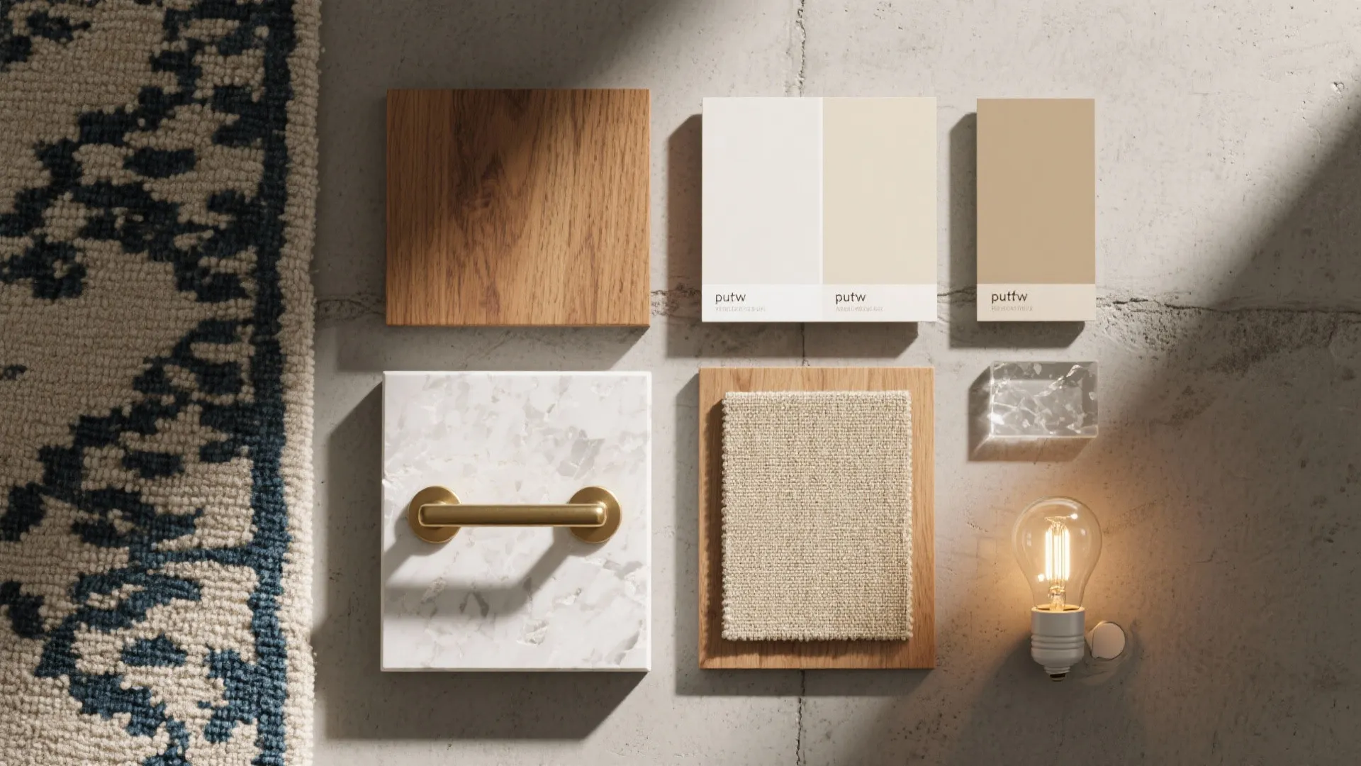 Warm wood and earthy tones with layered lighting