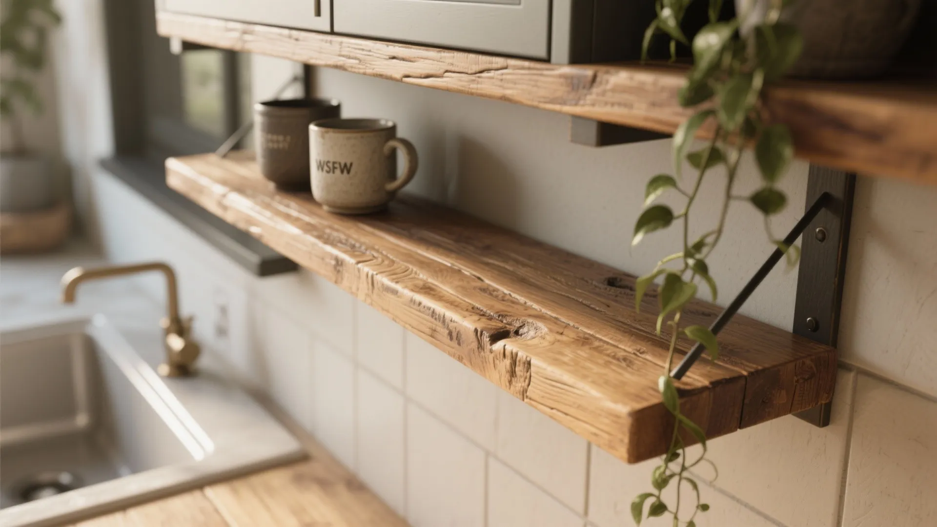 Wooden Floating Shelves for Warmth
