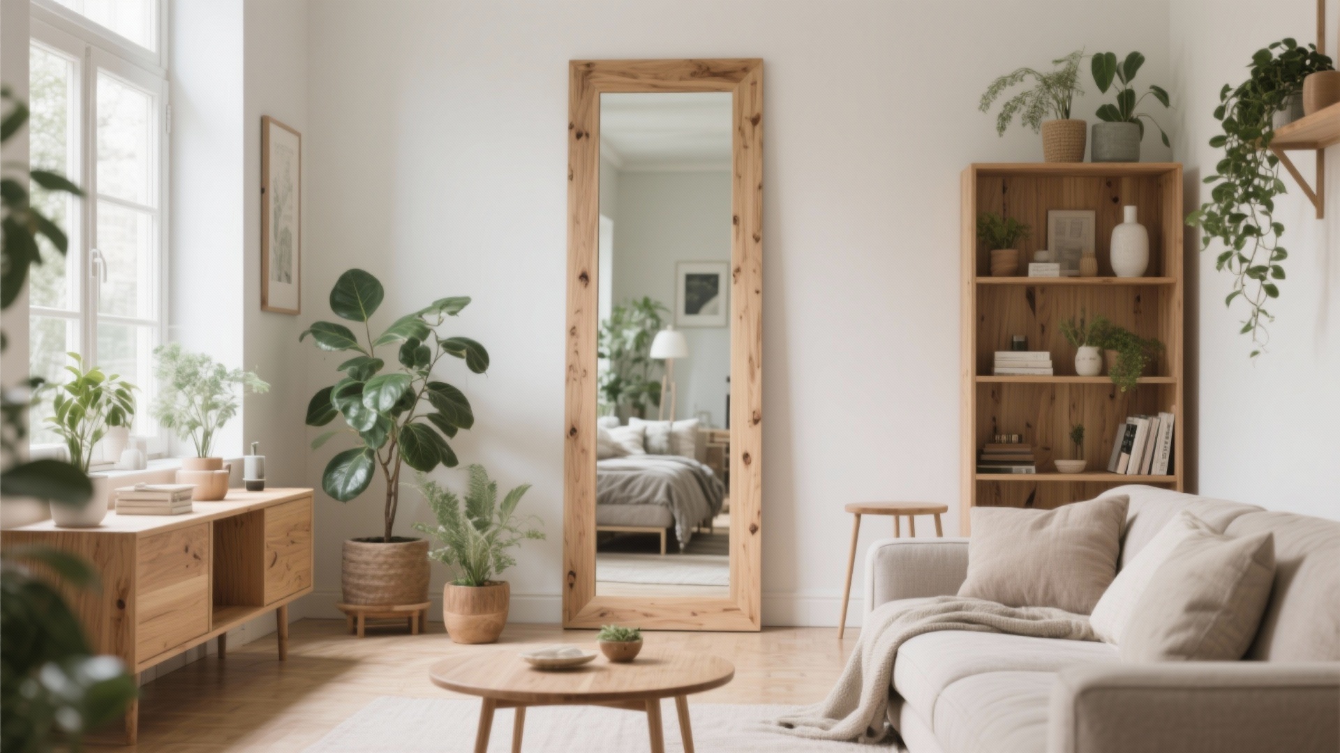 10 Living Room Floor Mirror Decorating Ideas