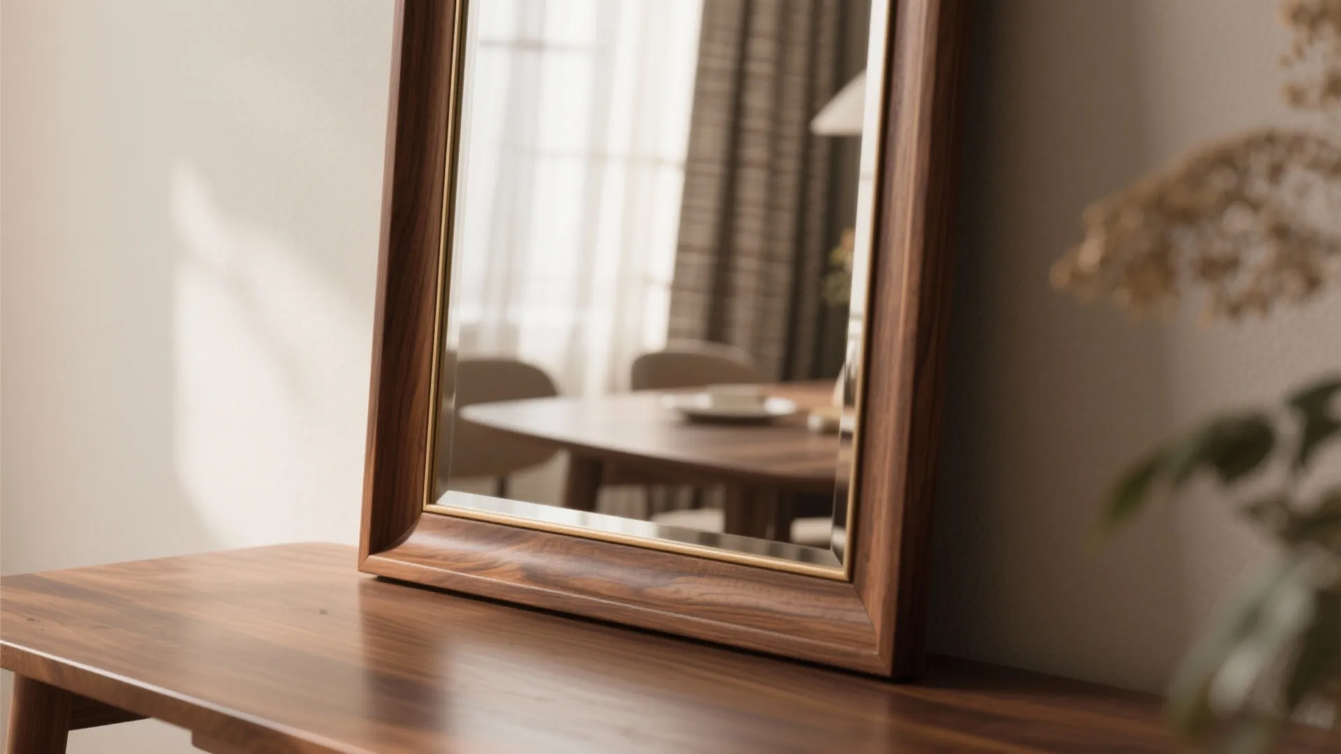 Framed Mirror with Wood Accents
