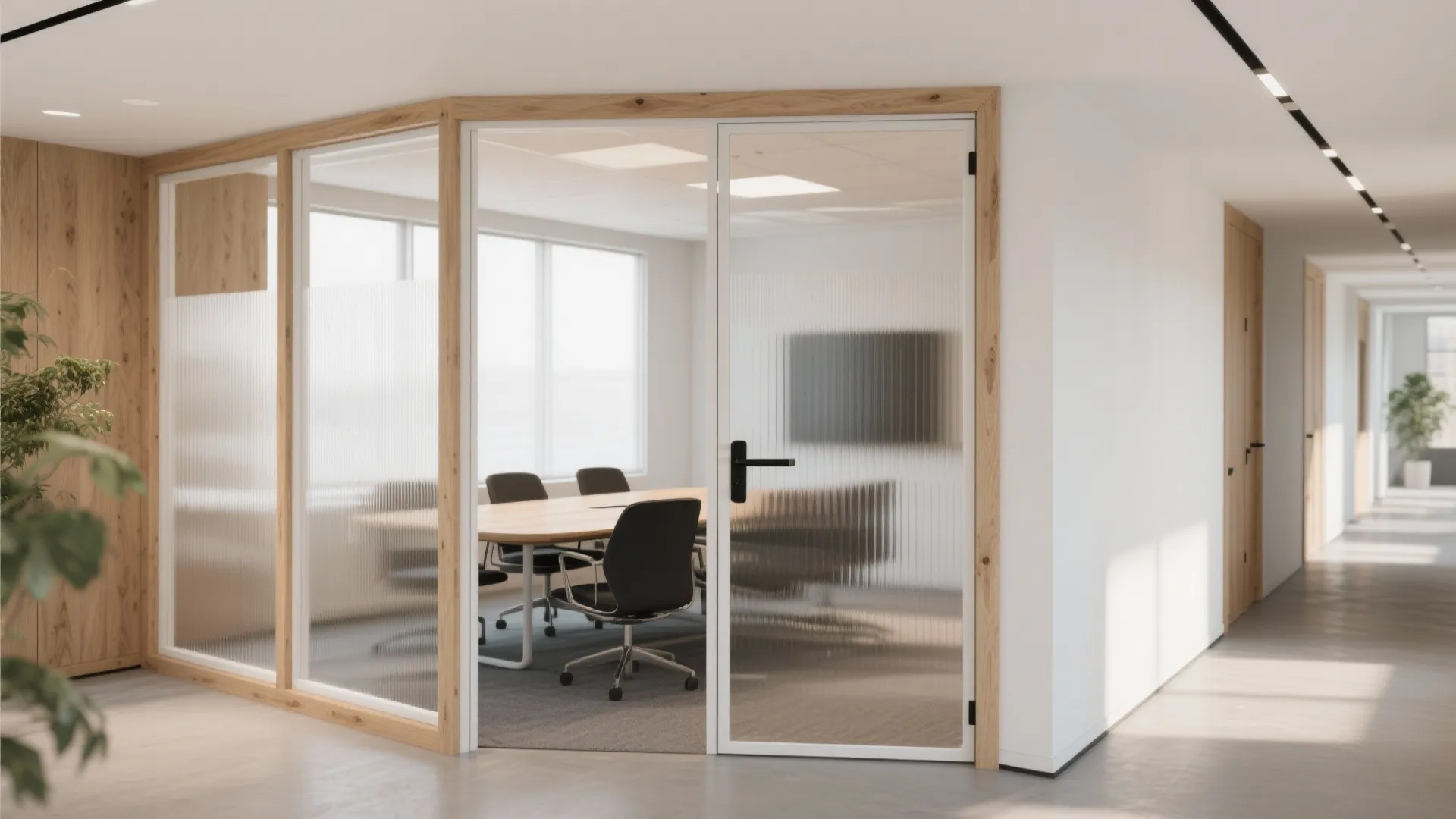 Wood and Glass Fusion Partition Wall