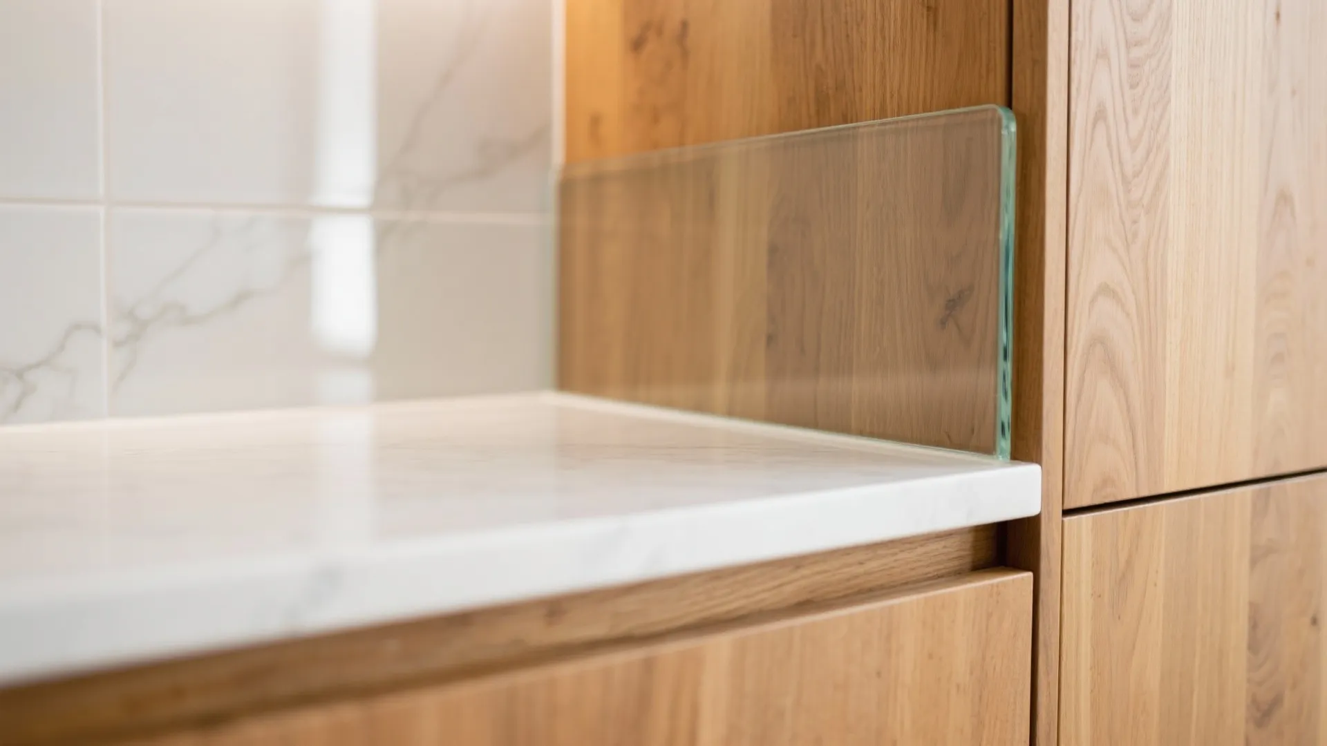 Warm wood and glass details to open up space