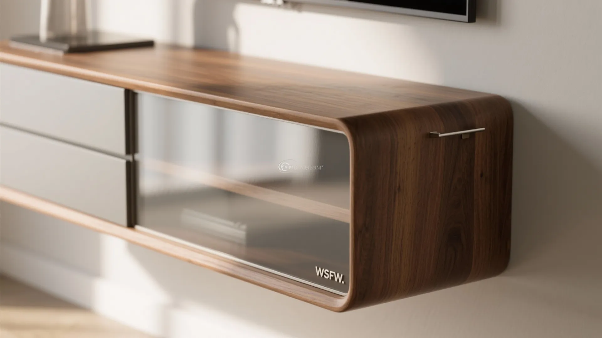 Warm wood with a light-reflecting back panel