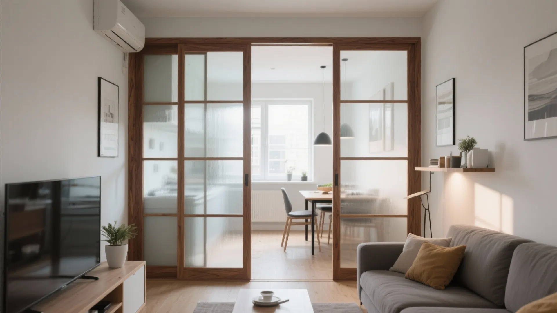 Mixed Material Wood & Glass Partition