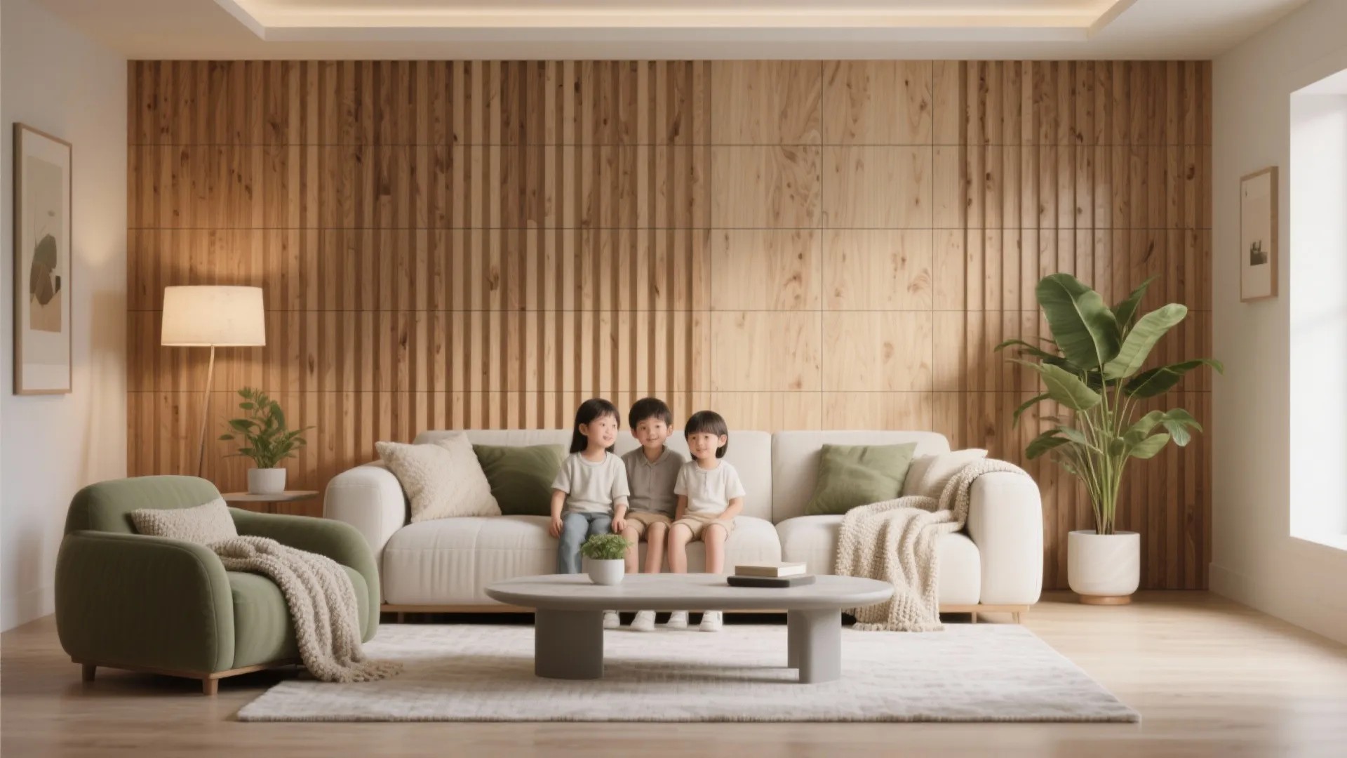 Warm Wood-Grain 3D Tiles and Slatted Effects