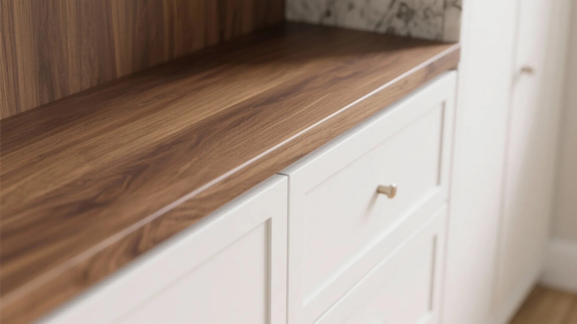 Warm wood accents without visual bulk