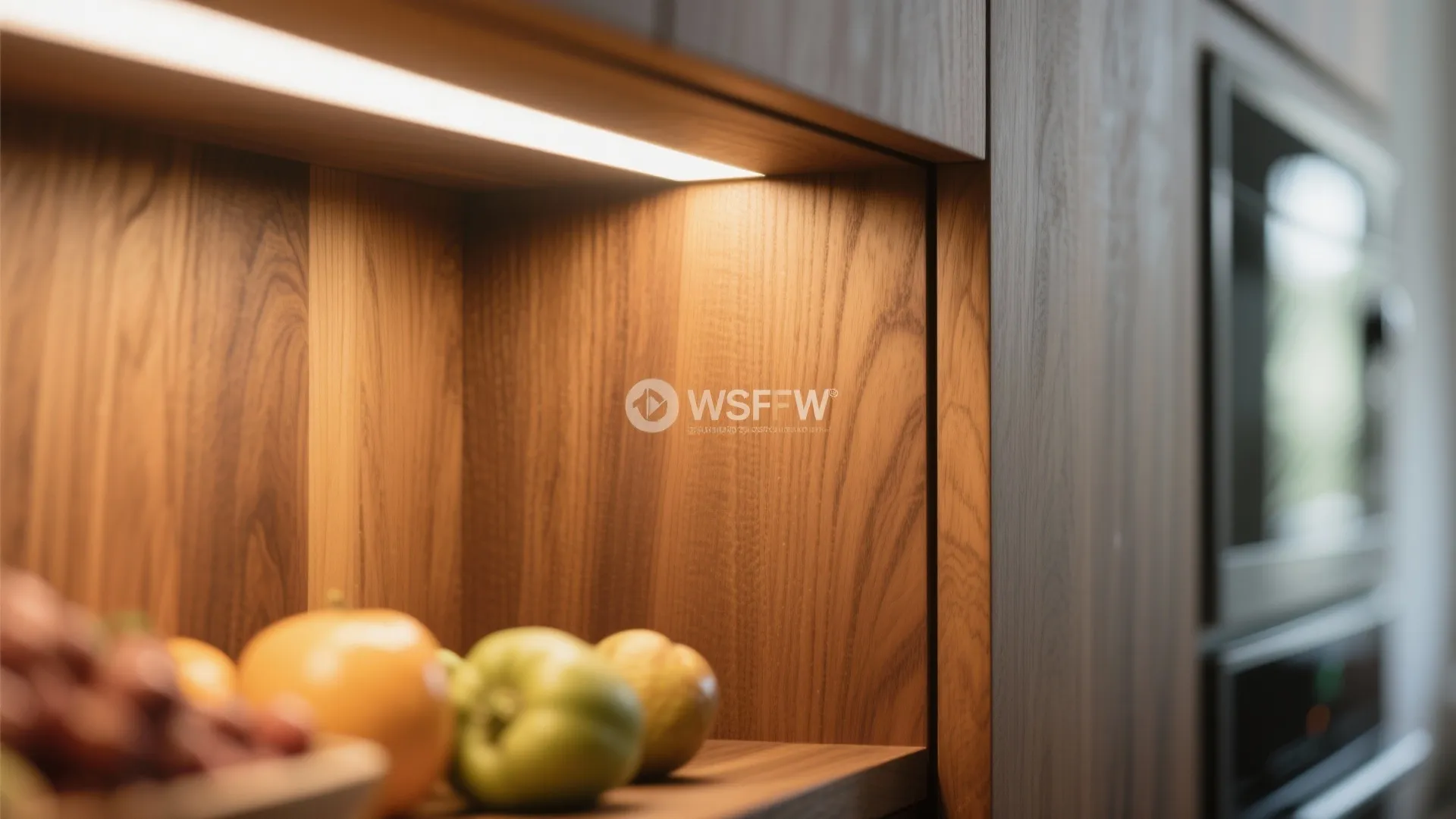 3) Warm wood accents under layered lighting