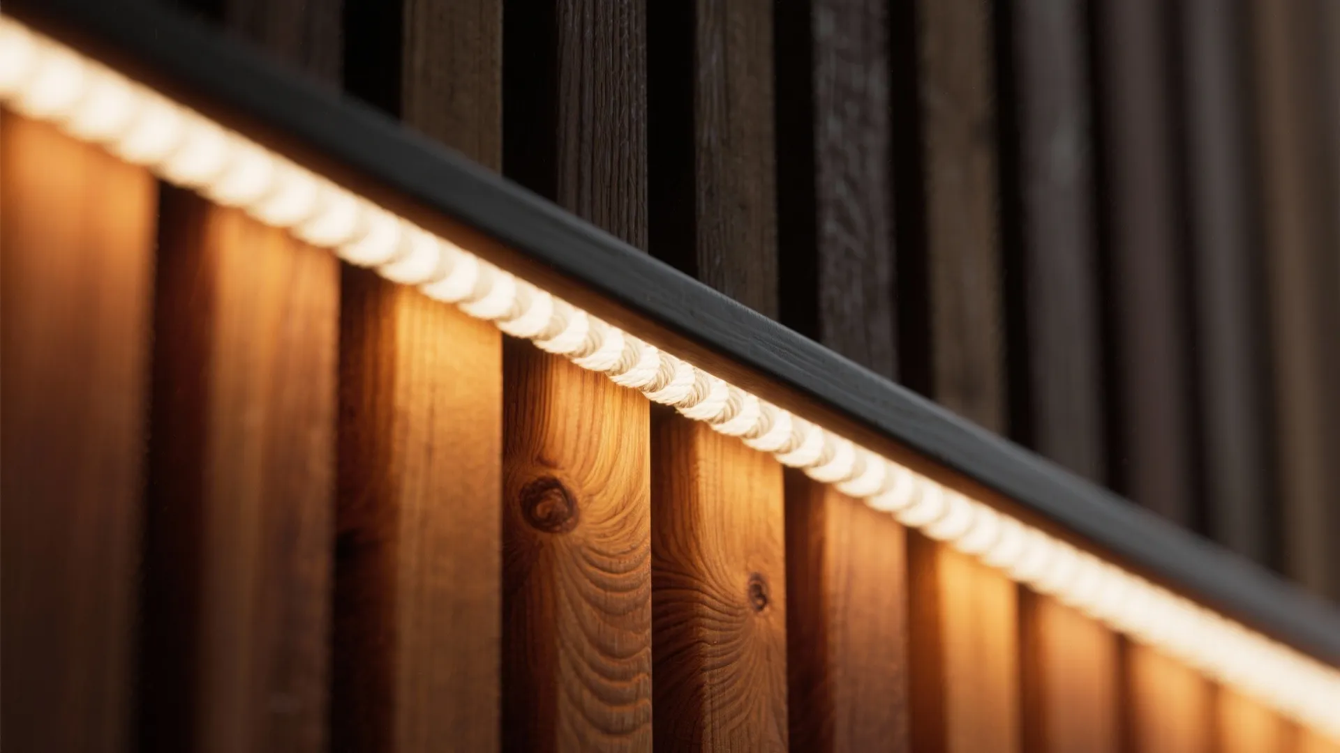 Wood Slat Wall with Hidden Edge Lighting