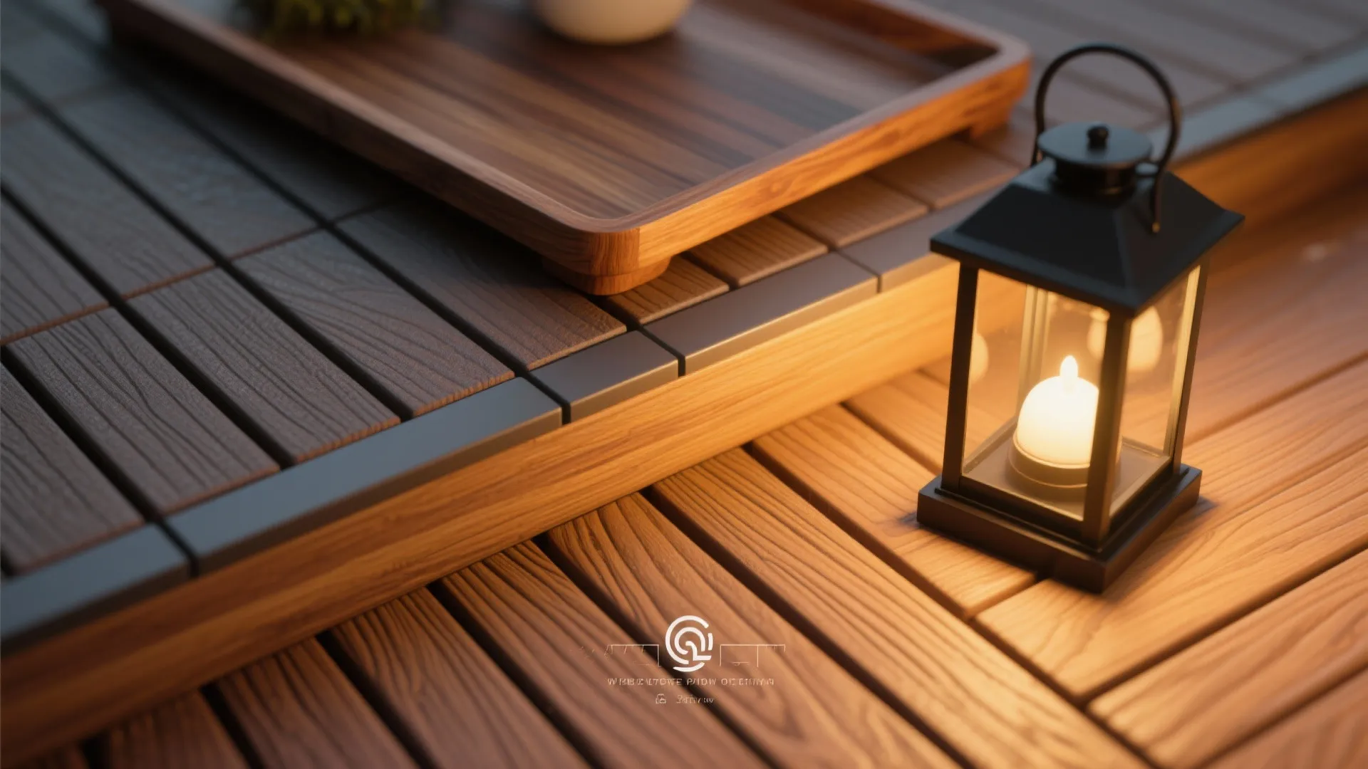 Warm wood accents and layered evening lighting