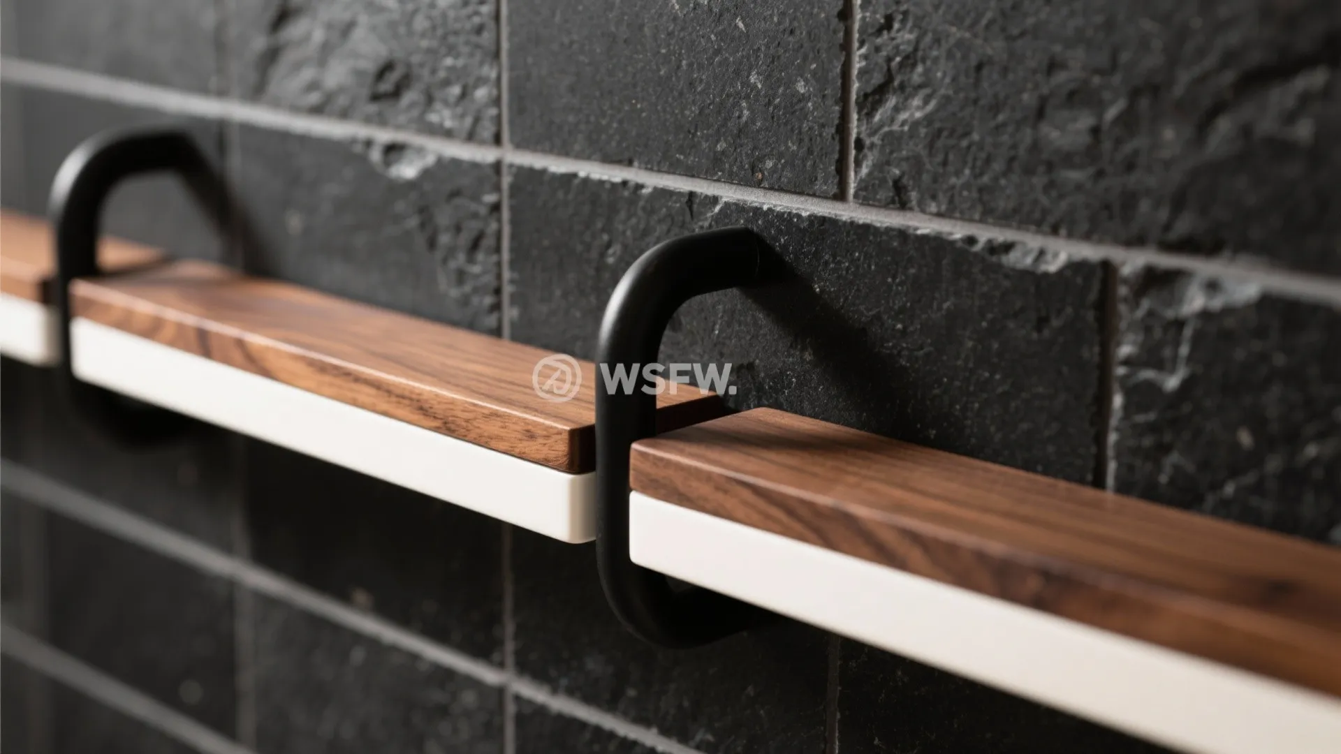 Wood-and-granite pairing for cozy, modern walls