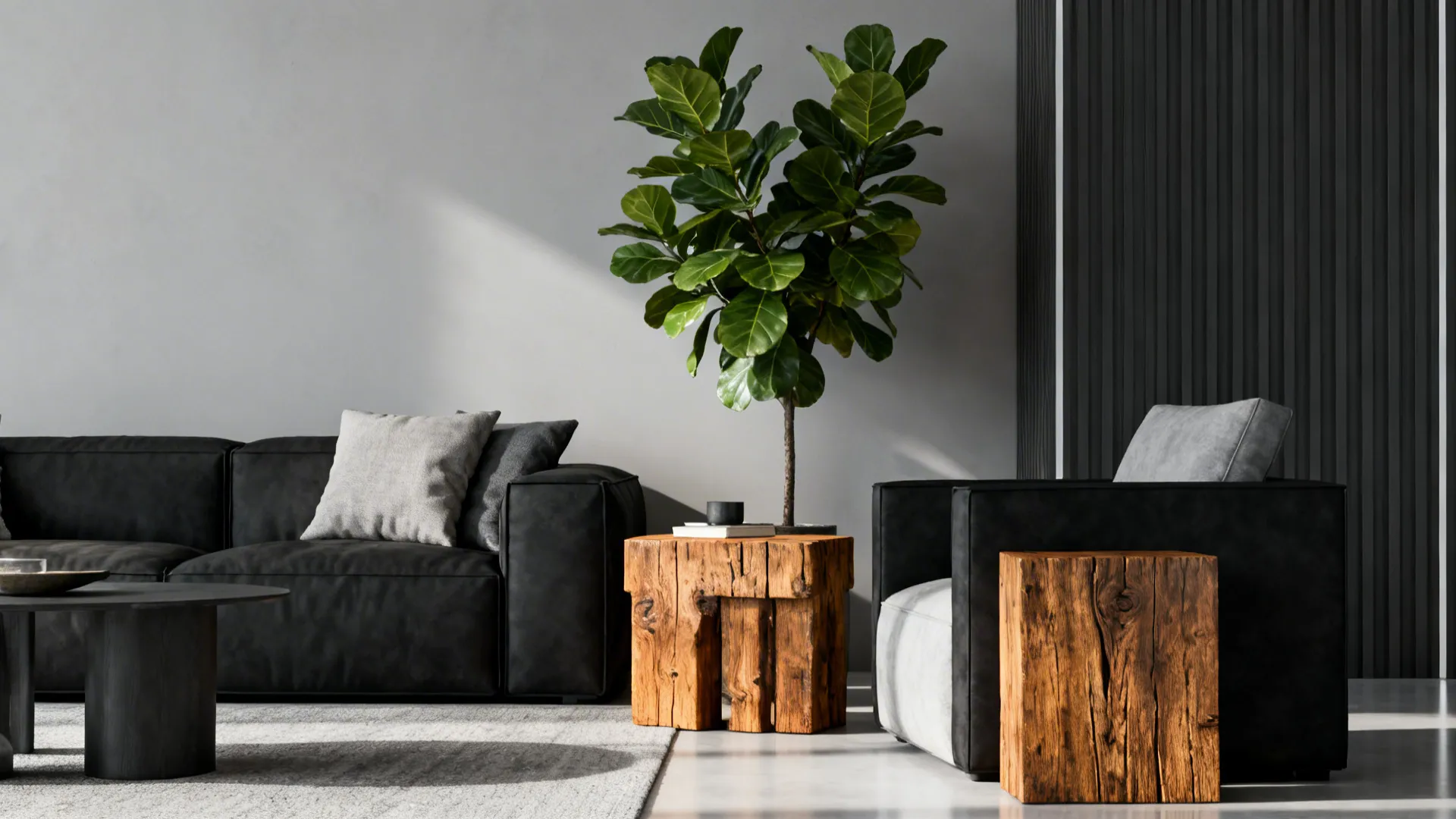 5. Introduce contrast with natural wood or green accents