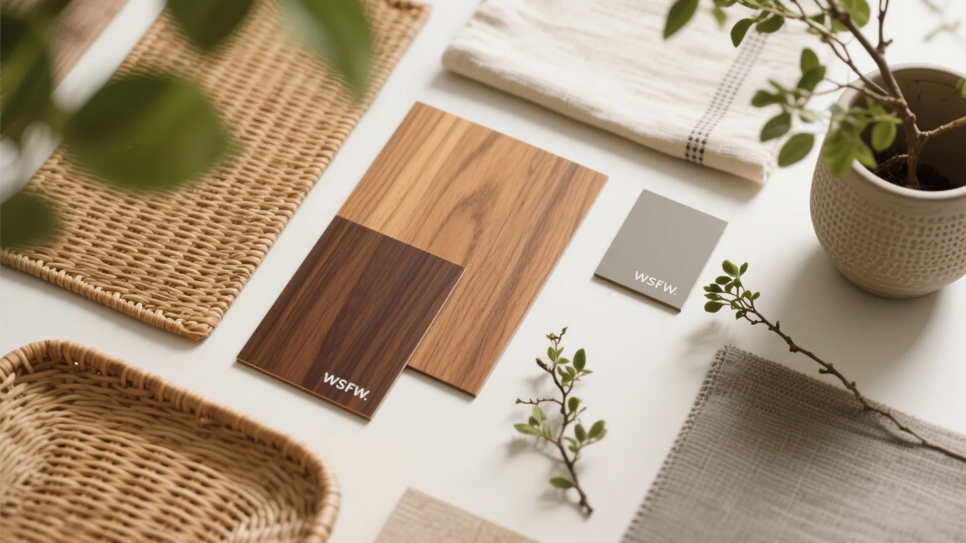 Warm Wood Accents and Greenery for Cohesive Calm