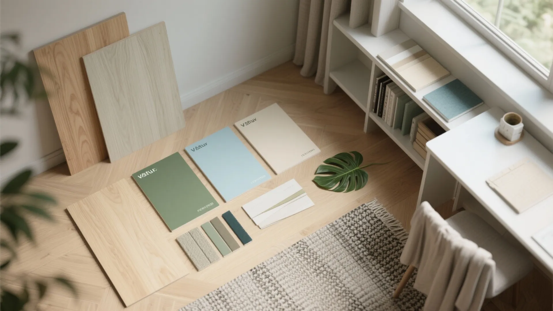 Warm wood accents with calming color balance