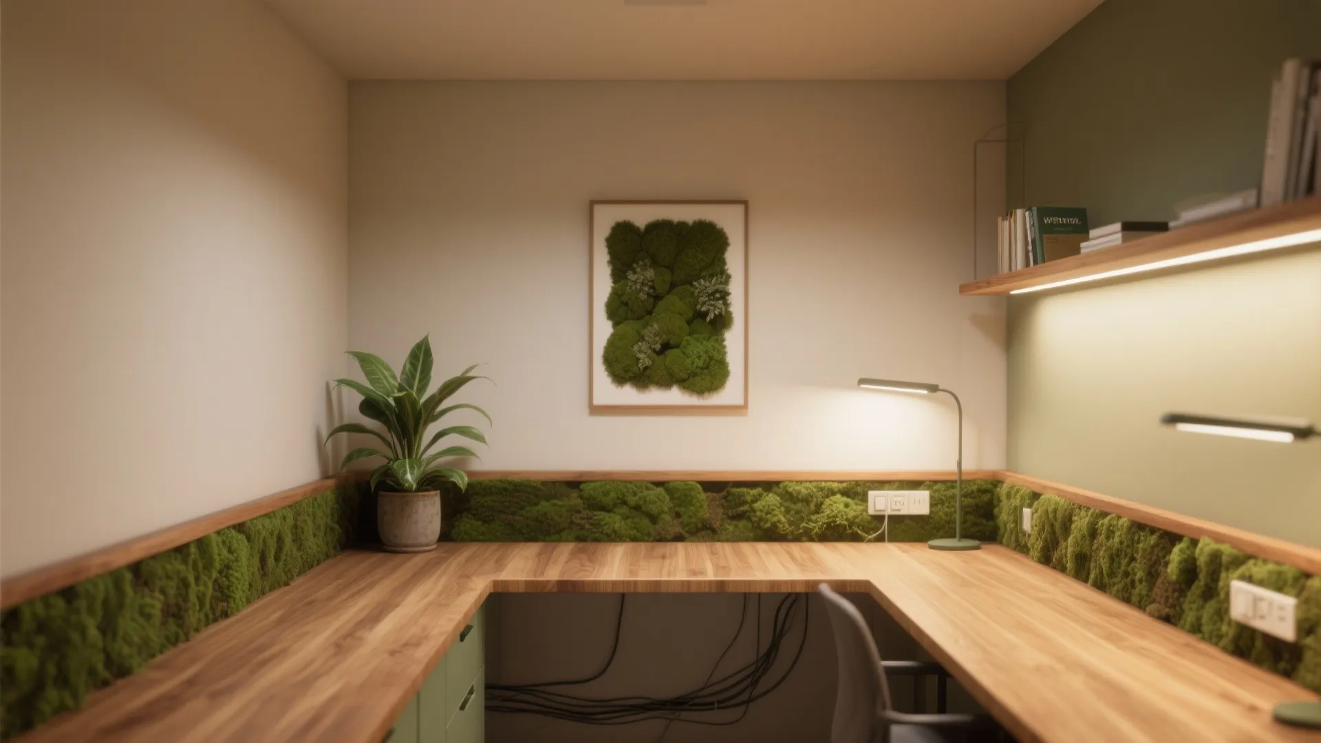 Biophilic warmth with wood and green