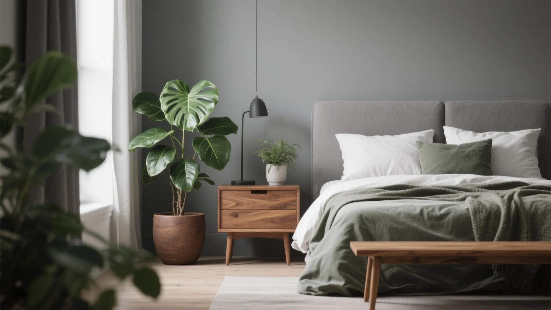 Warm Wood & Greenery for Contrast