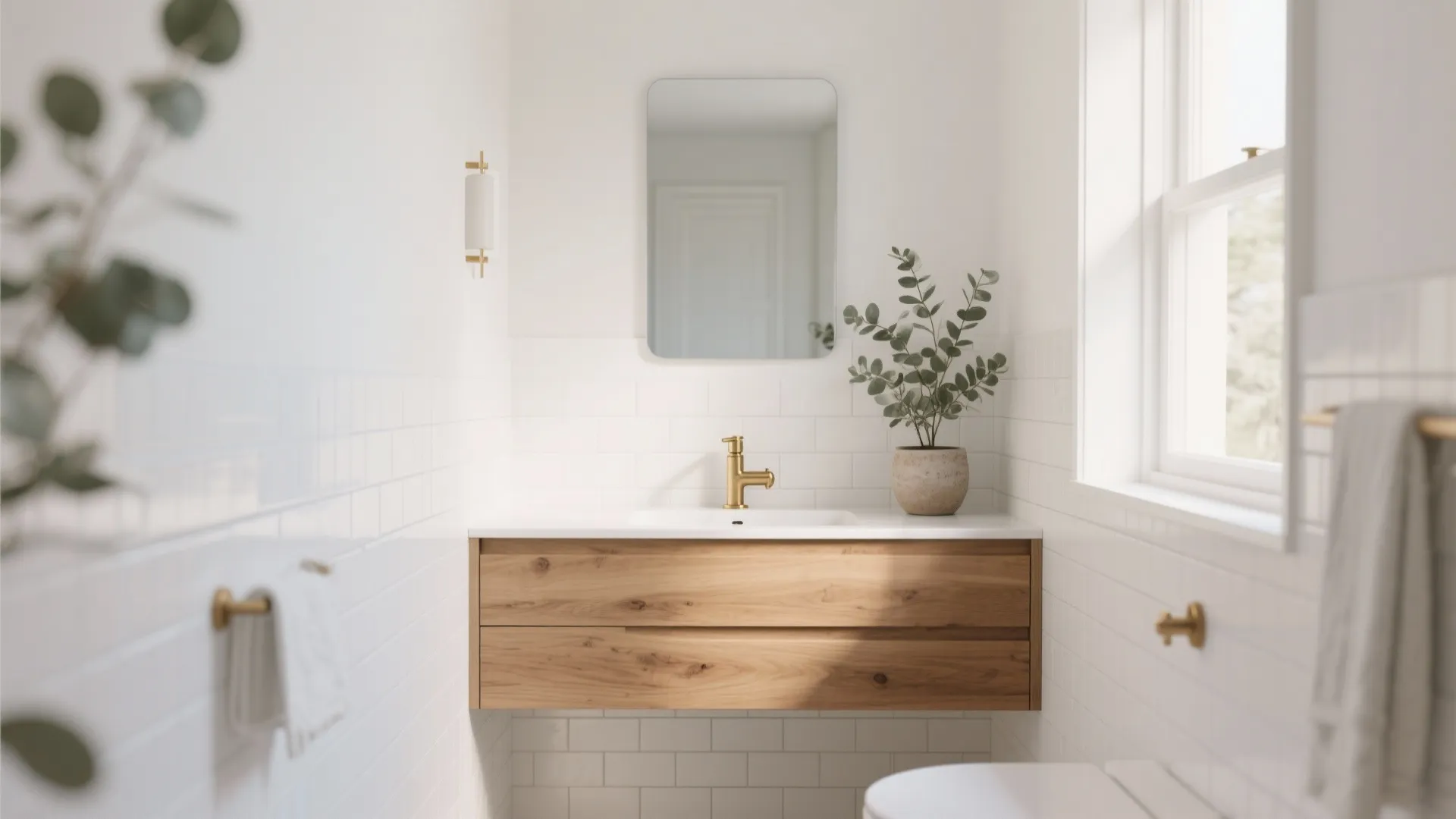 3. Natural Wood and Greenery