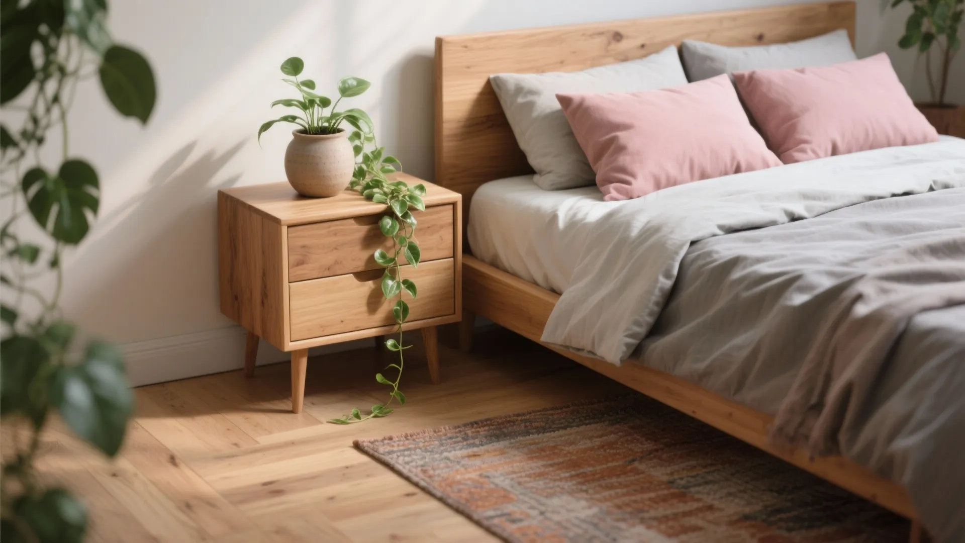 4. Balance with Natural Wood and Greenery